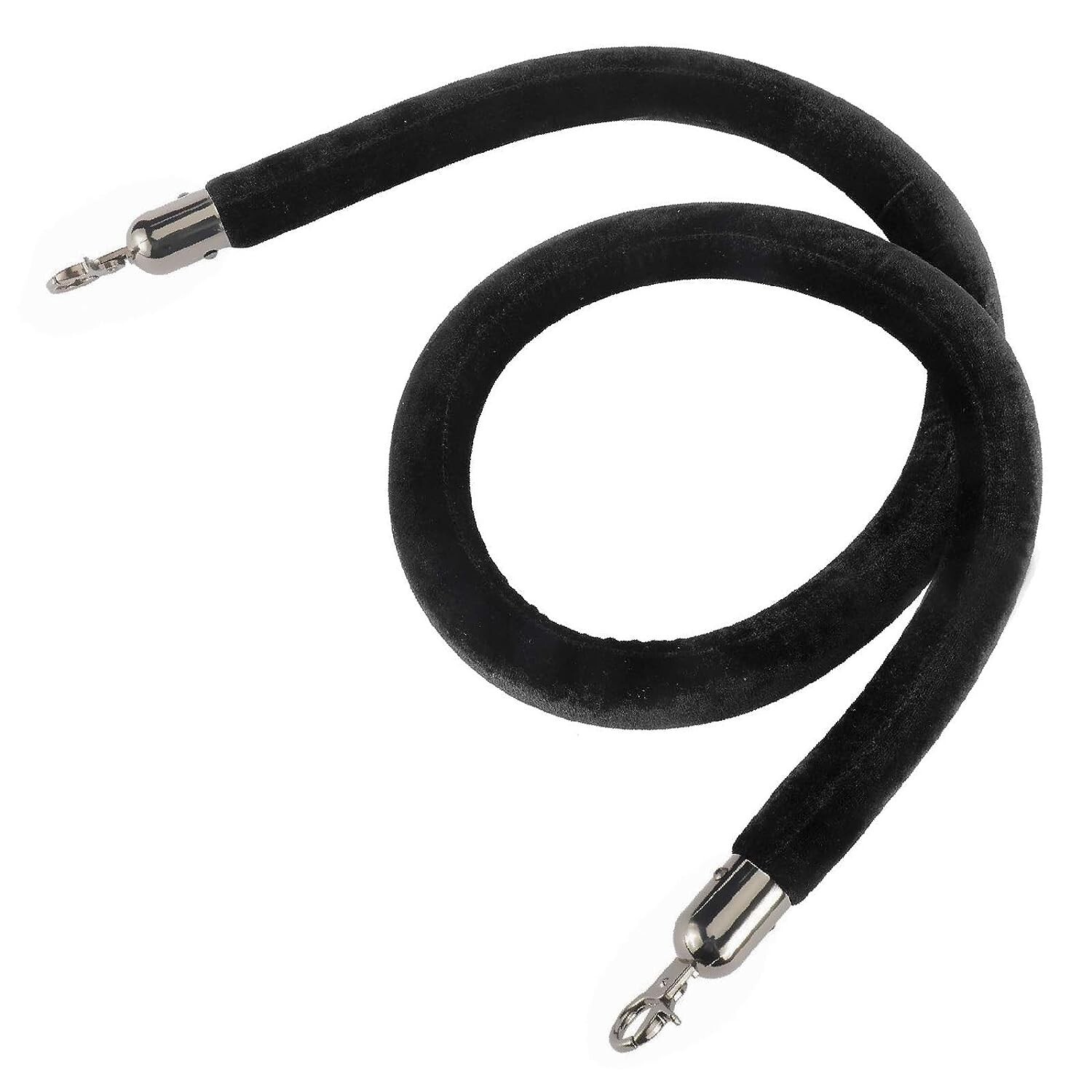 NovelBee 4pcs Black Velvet Stanchion Ropes with Black Hooks,5 Feet Crowd Control