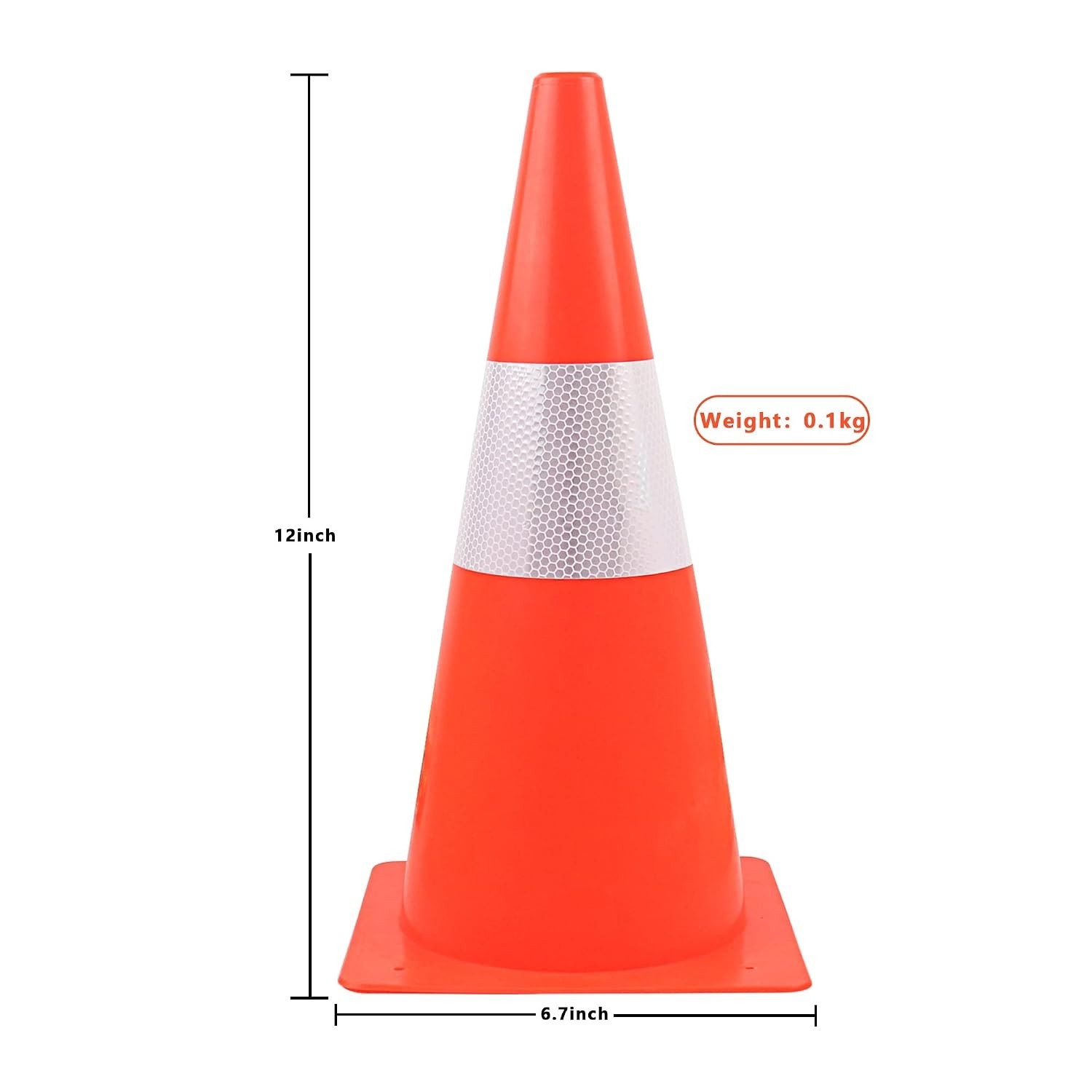 Stackable 12-inch Traffic Cones with Reflective Collars – Multi-Use Pack of 4