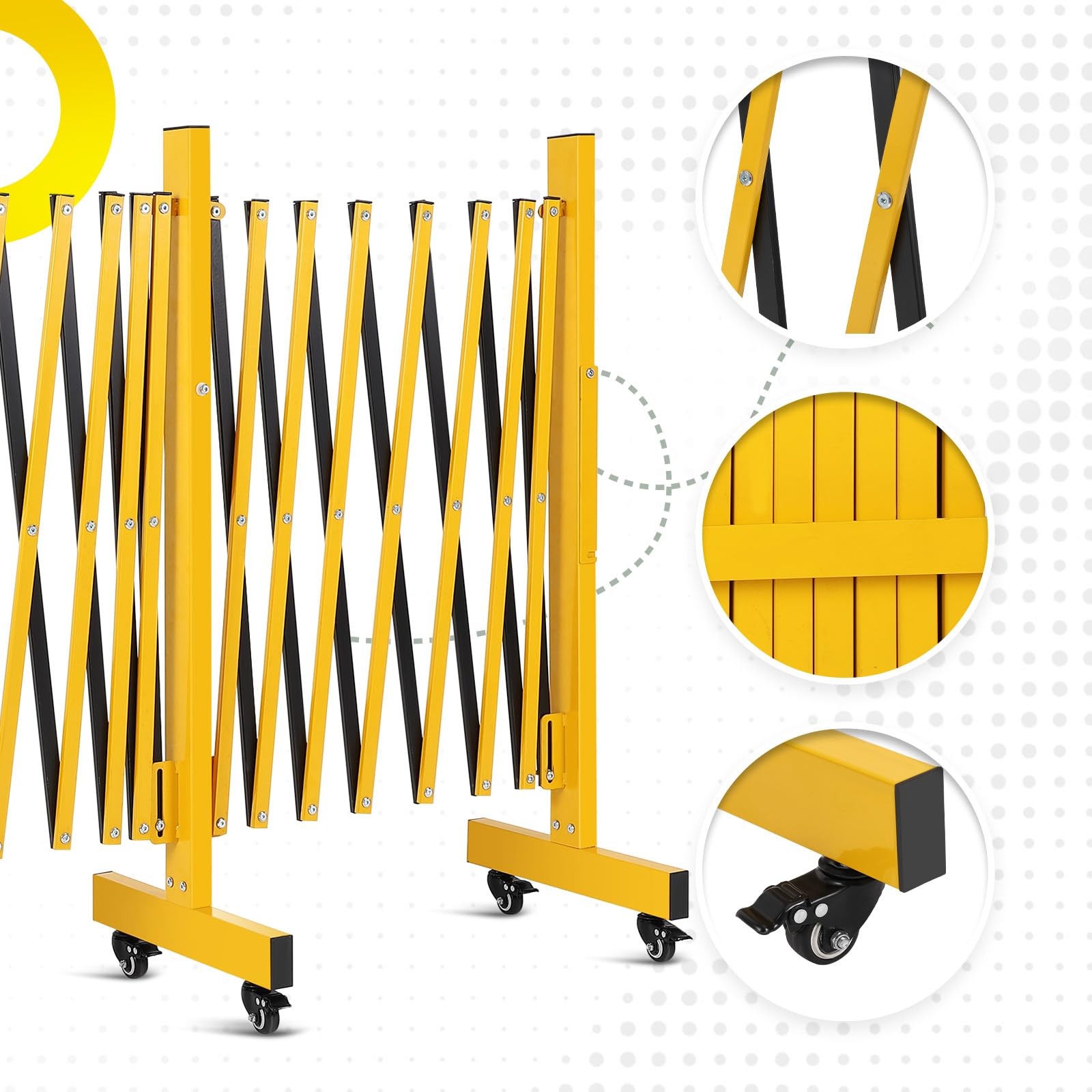Expandable Barricade 8FT Mobile Safety Barrier Gate Retractable Traffic Fence