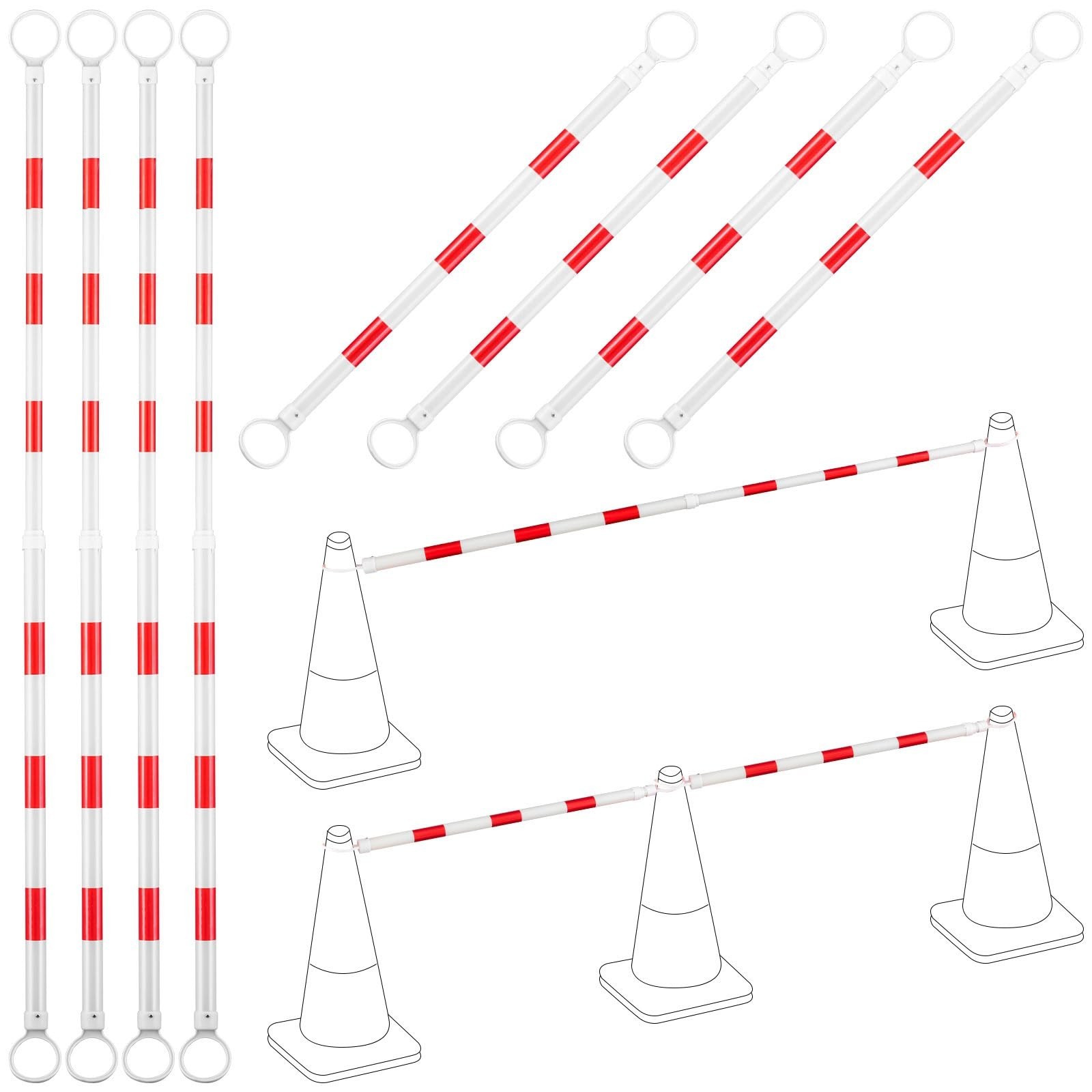 8 Pcs 4-6.9 ft Extendable Traffic Cone Bar with Reflective Film – Safety Barrica