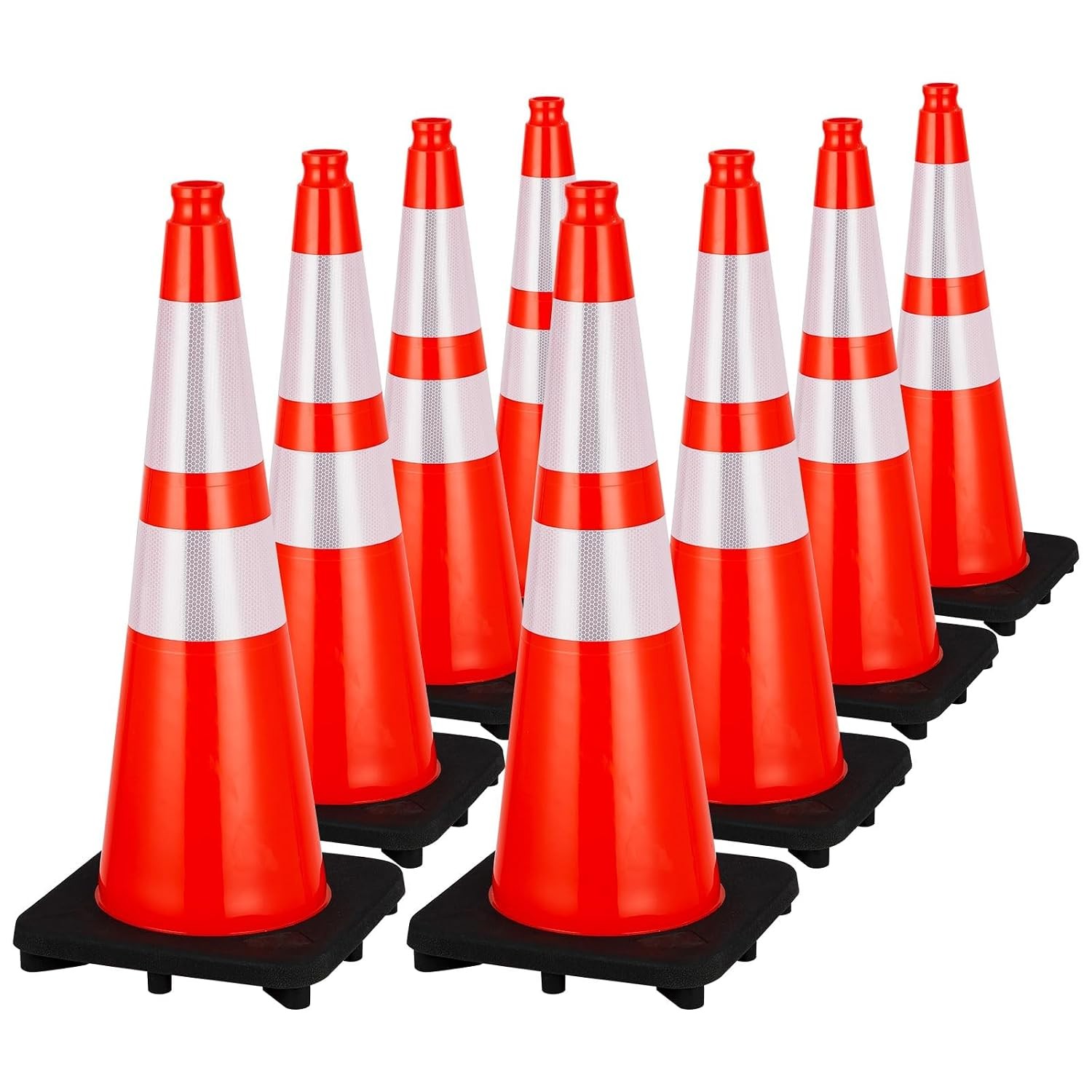 8/10 PACK 28’inch Heavy Duty Traffic Safety Cones with 2 Reflective Collar Cones