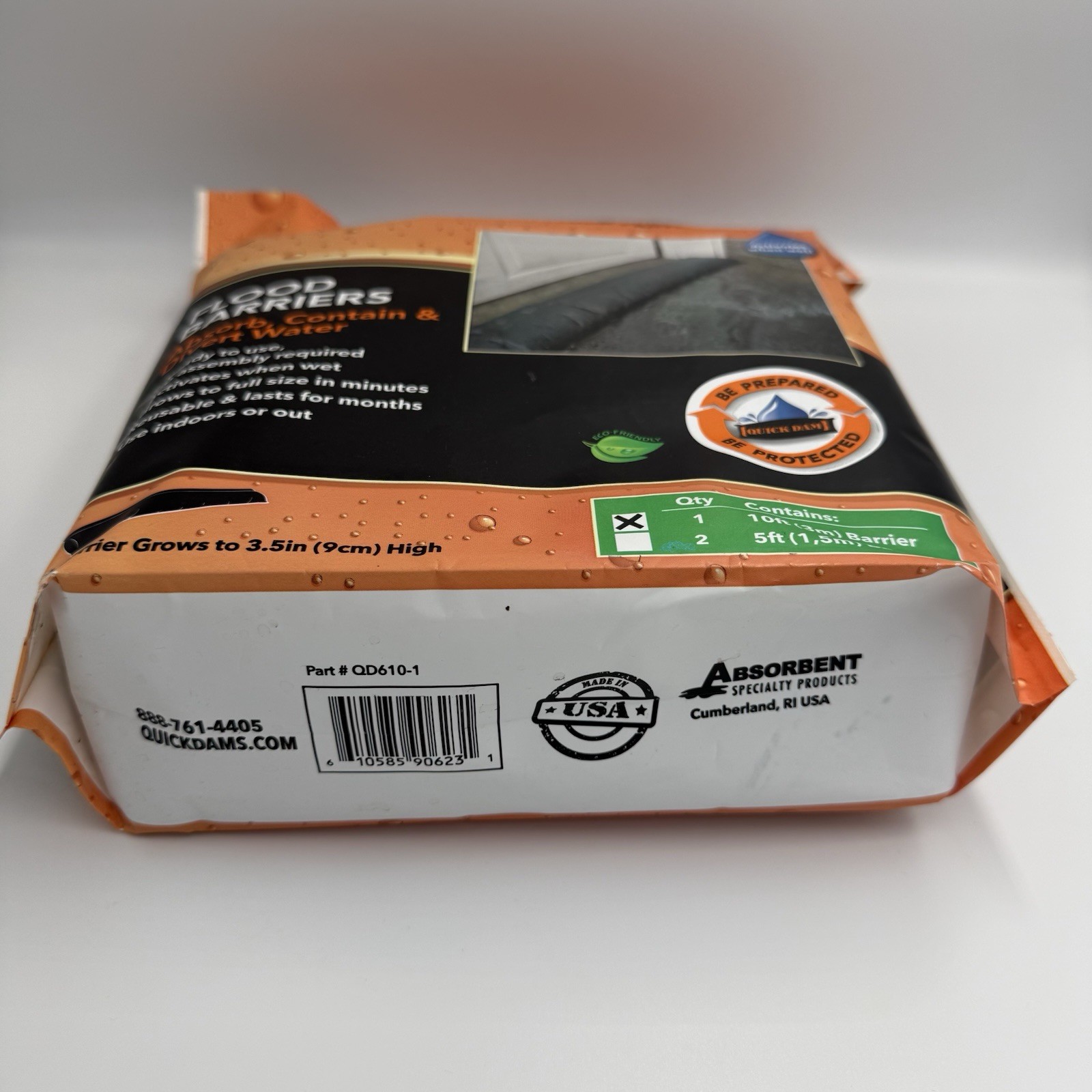 Quick Dam 10ft Water Activated Flood Barrier Garage Driveway Sandbag Alternative