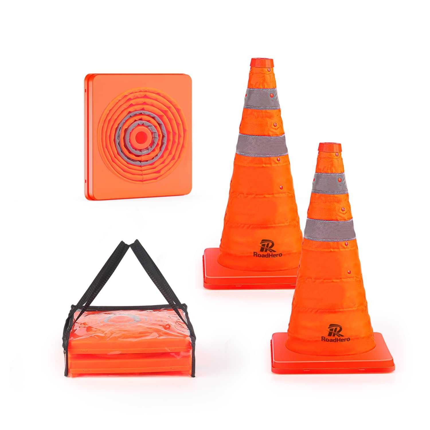 18 Inch 2 Pack Collapsible Traffic Safety Cones, Multi Purpose Pop-Up Cones with