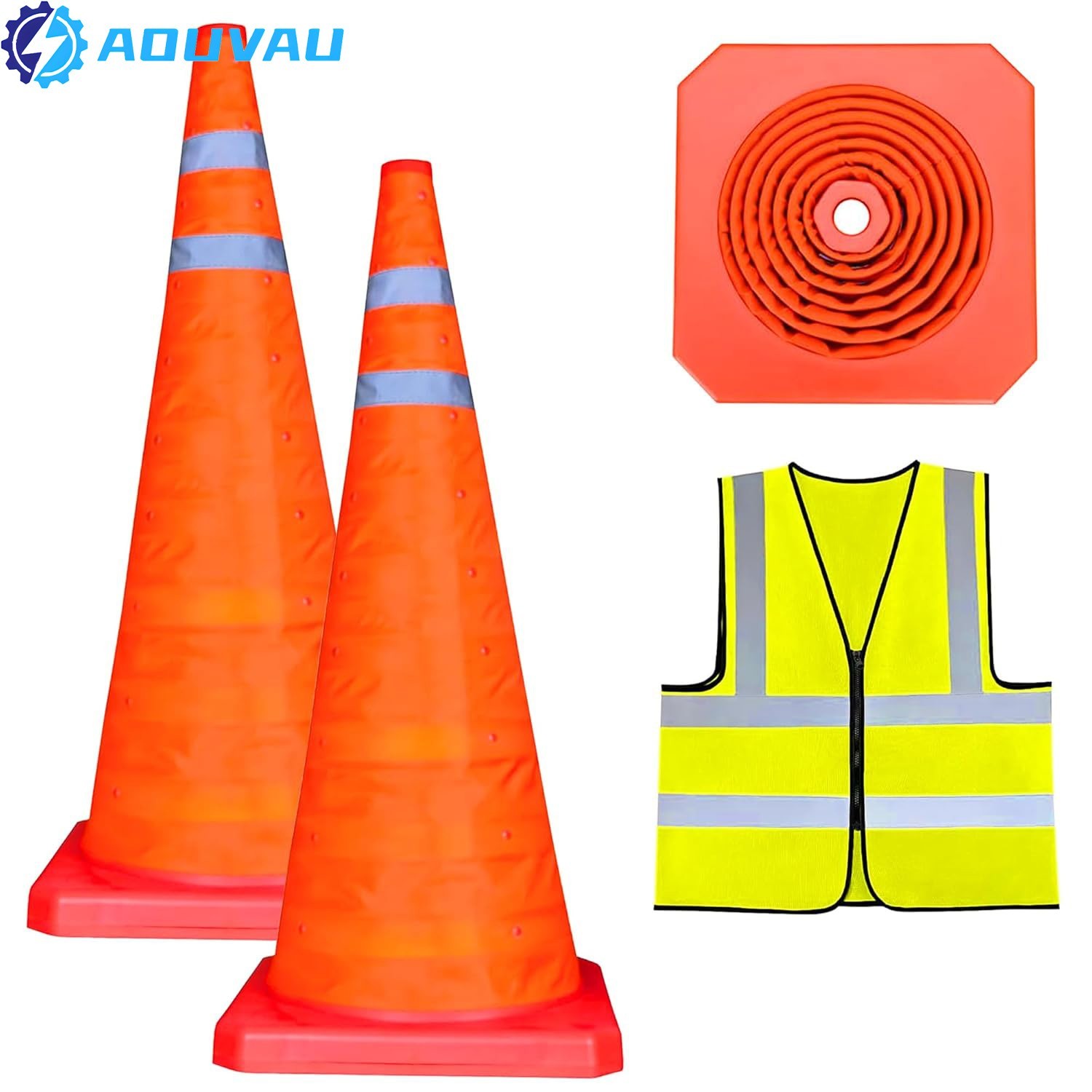 28 Inch 2 Pack Collapsible Traffic Safety Cones, Multi Purpose Pop-up Cones