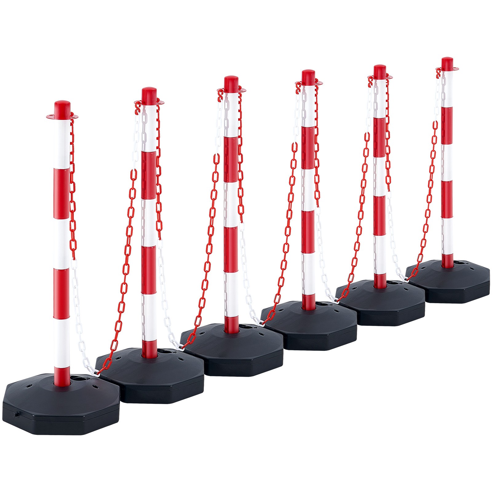 VEVOR 6PCs Traffic Delineator Post Cones with Fillable Base 6.6 FT Chain