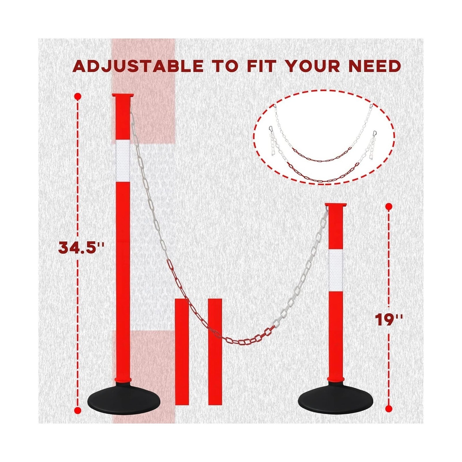 4 Pack Traffic Delineator Post Cones with Weighted Base & Reflective Collars,…