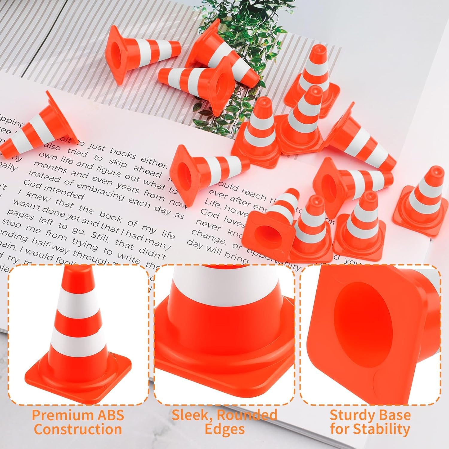 30pcs Mini Traffic Cones Orange Plastic Road Safety Cones for Training & Toys