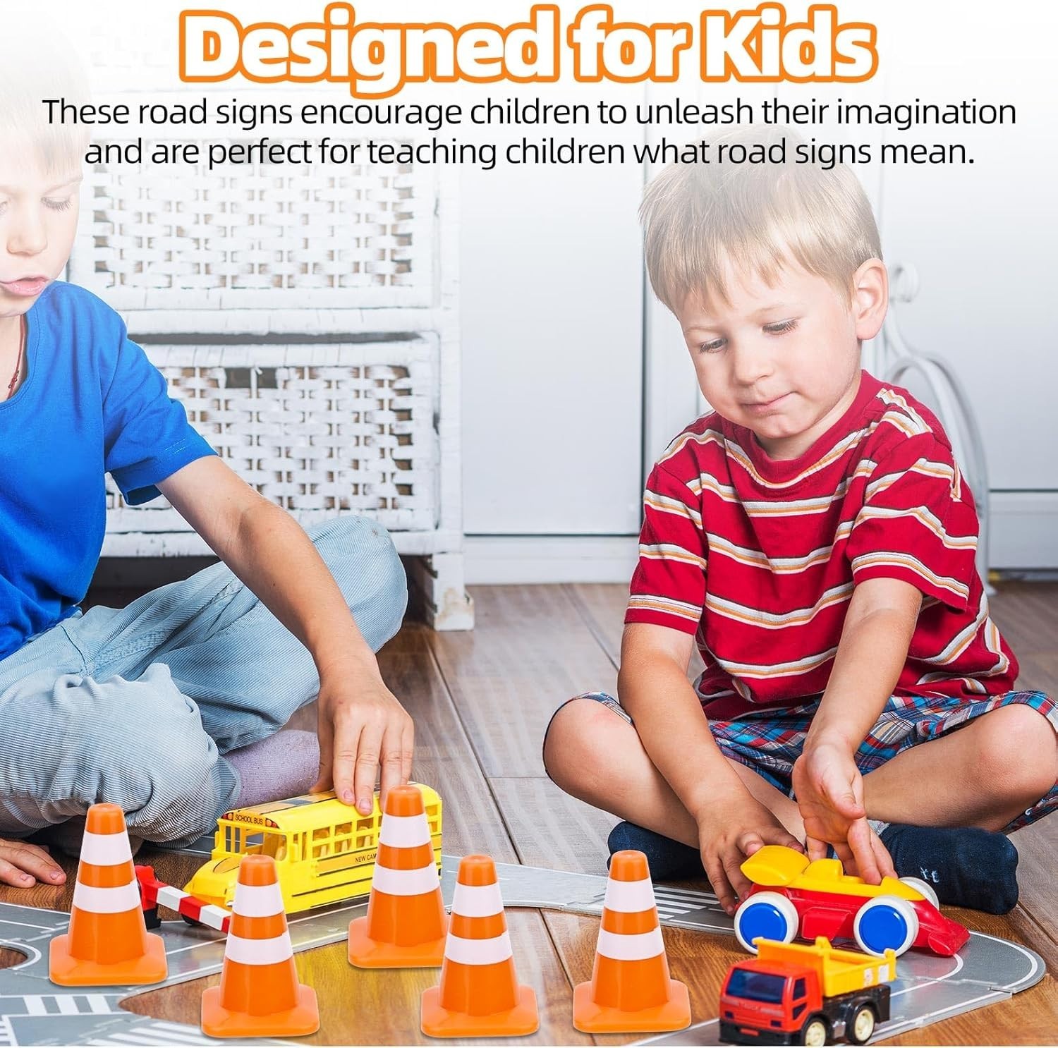 Realistic 8-Piece Mini Traffic Cone Set – 1.38in for Creative Scenes & Teaching