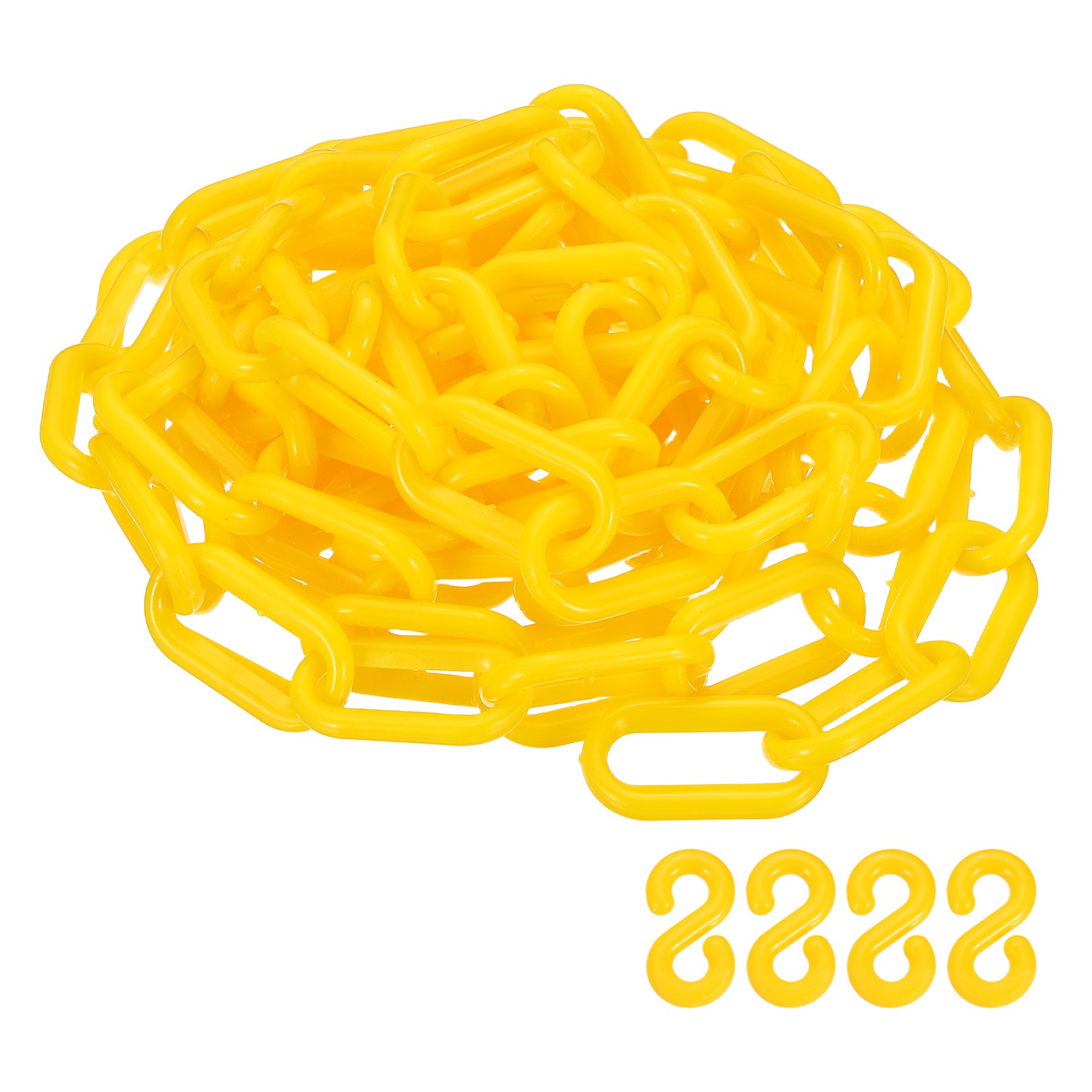 Barrier Chain, (9.8ft 0.7″ Dia., Yellow), Plastic Safety Chain Links W S Hooks