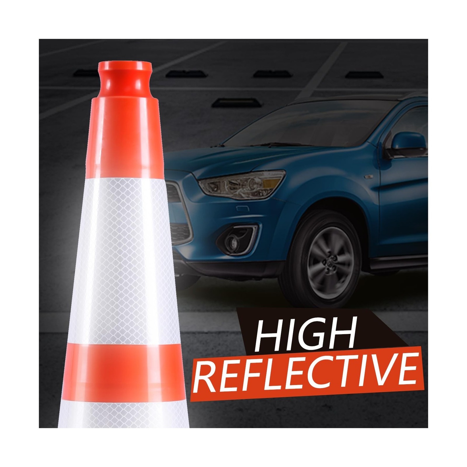 28 Inch Traffic Cones (8 Pack),Heavy-Duty PVC Construction Cones with Weighte…