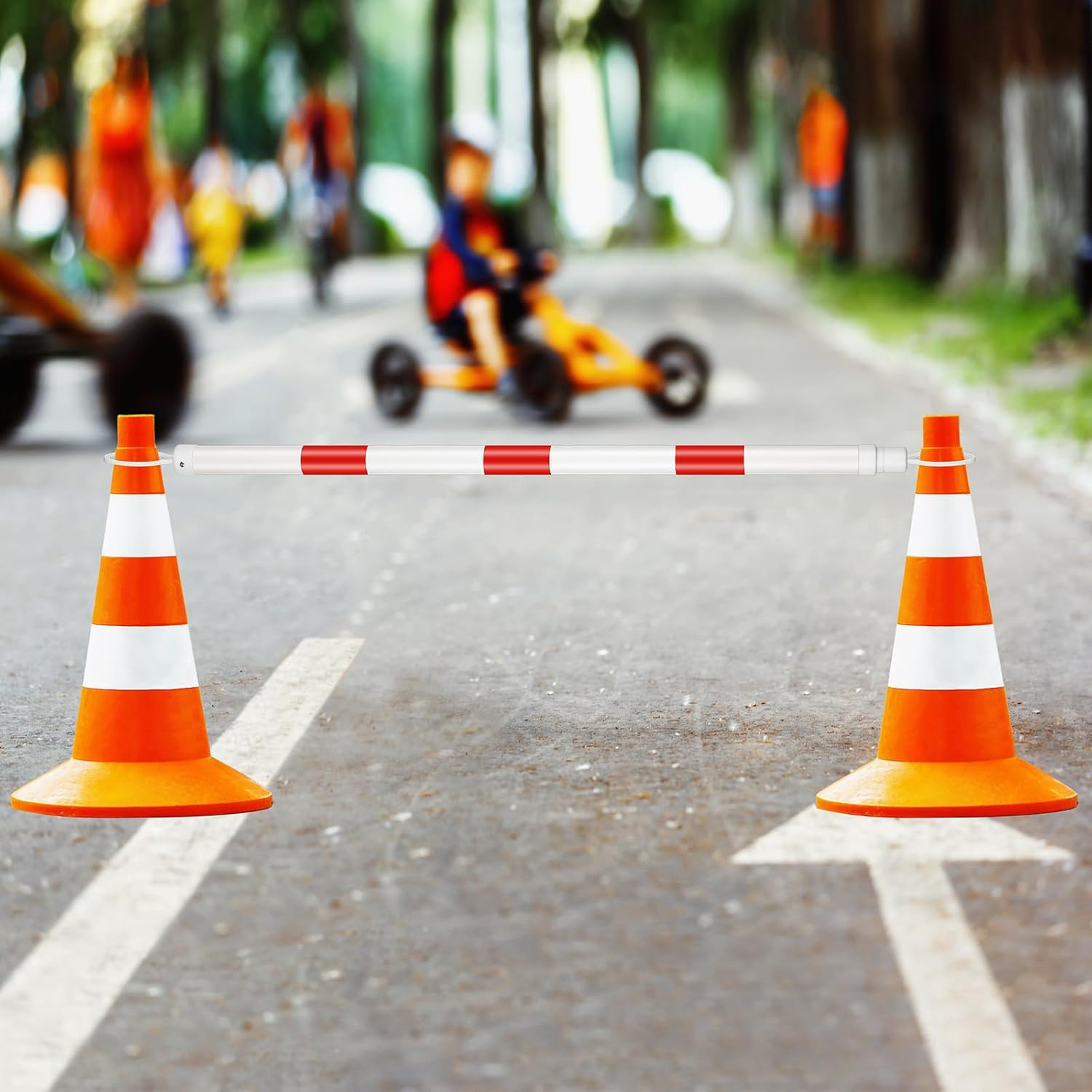 24 Pcs Expandable Traffic Cone Bar for Road Safety and Parking Control