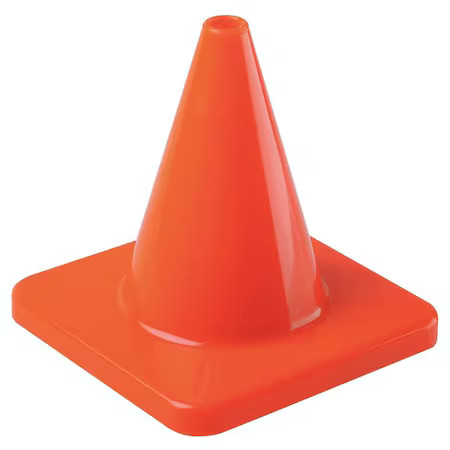 Traffic Cone, Pvc, Non-Reflective, 12 In Height, 2 Lb, Orange, 6Fgy8