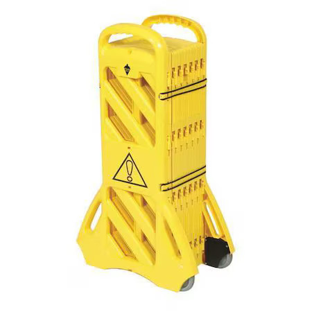Portable Barricade, Polypropylene, 35 Lb, Yellow, 2Leb5