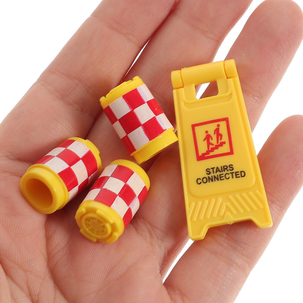 16PCS Road Cone Kids Pretend Play Toy Miniature Traffic Sign