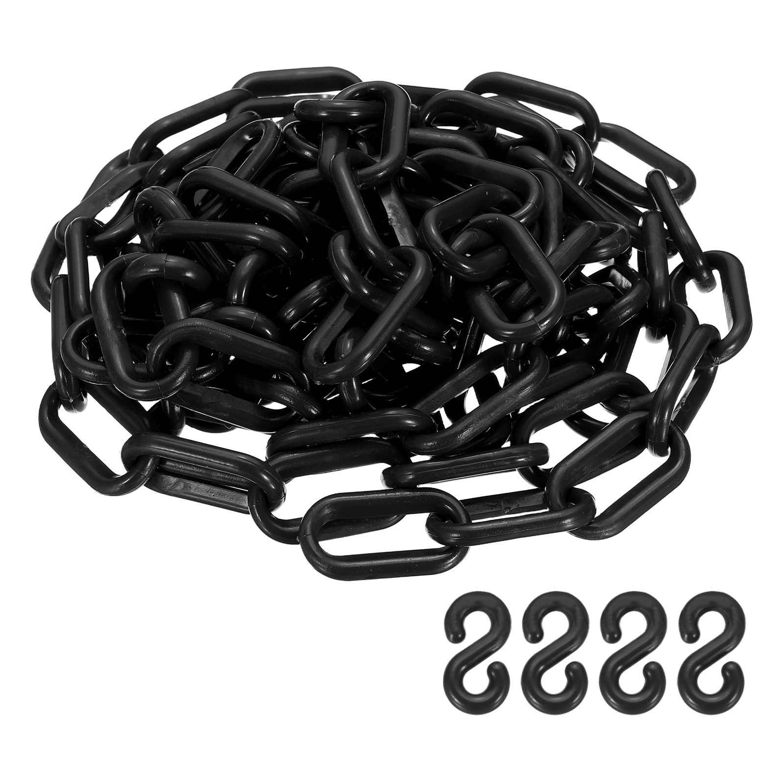 Barrier Chain, (9.8ft 0.7″ Dia., Black), Plastic Safety Chain Links W S Hooks