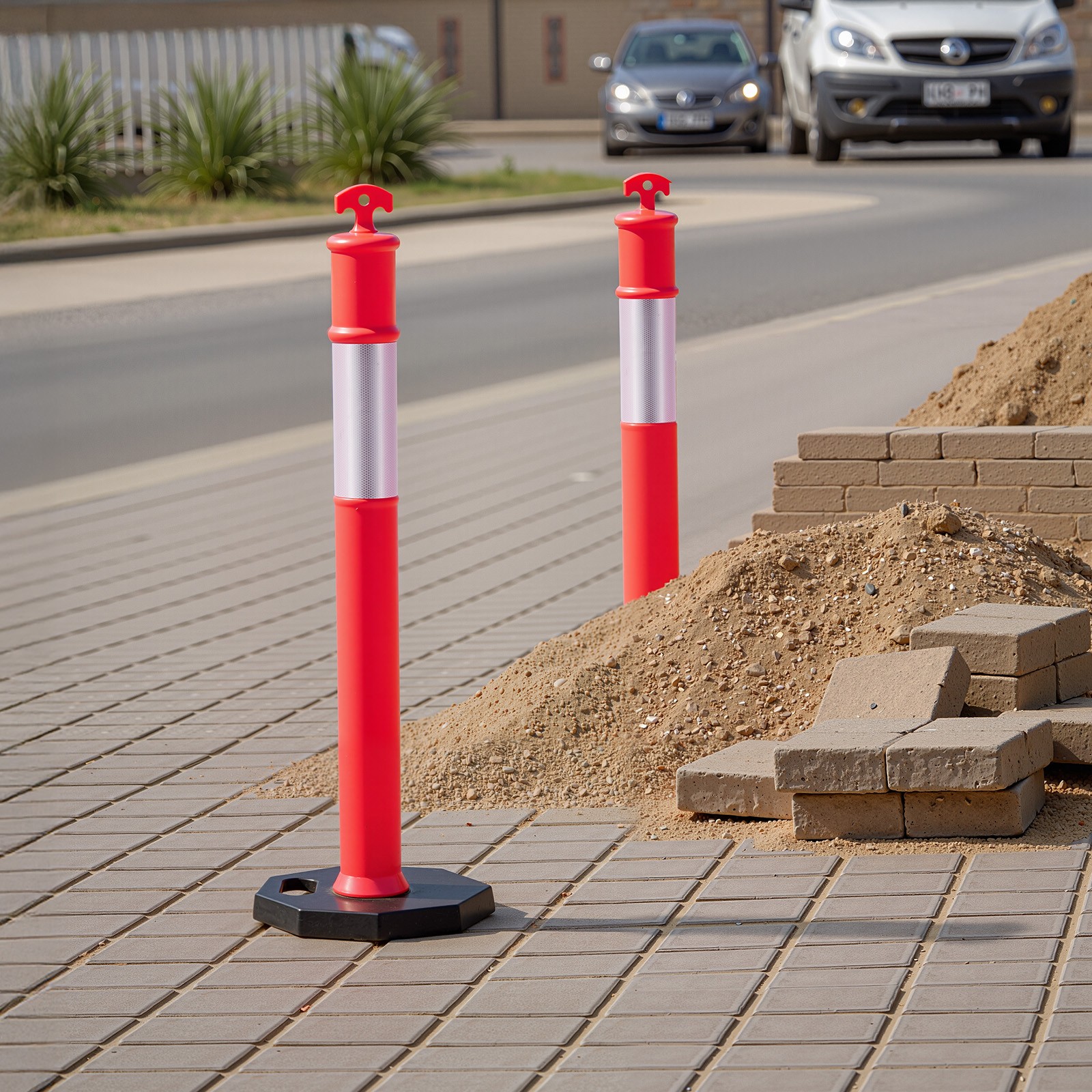 VEVOR 9 Packs Traffic Delineator Posts 48 in Traffic Safety Cones Weighted Base