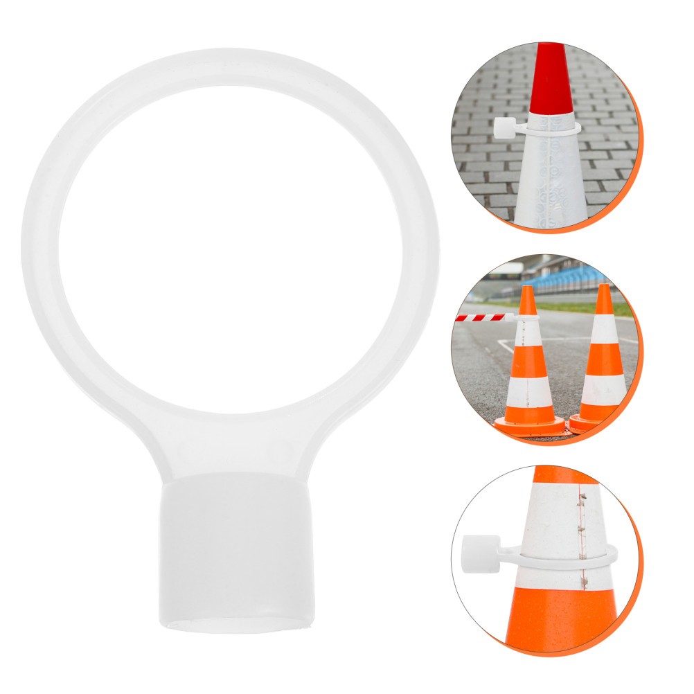 6Pcs Flexible PVC Traffic Cone Connectors for Construction Safety Bar White