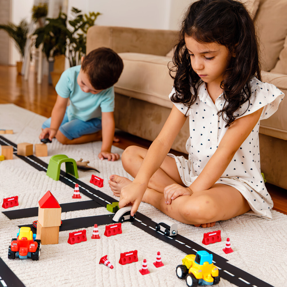 24 Pcs Road Sign Barricade Toy Mini Traffic Cones and Signs Construction Baby