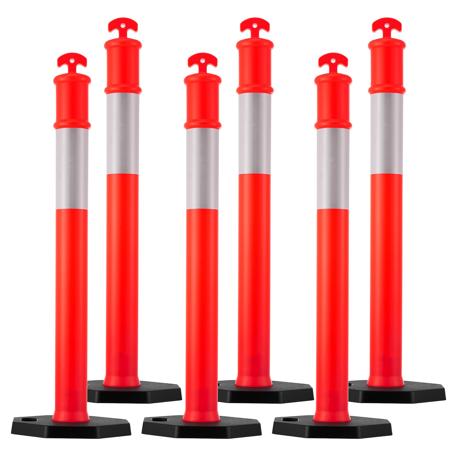 Uimoso Set of 6 Traffic Delineator Posts 48-inch Safety Cones with Weighted Base