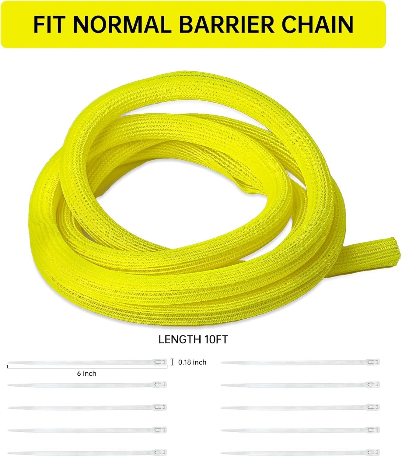 10 Ft High Visibility Chain Cover Kit – Yellow Safety Barrier for Indoor/Outdoor