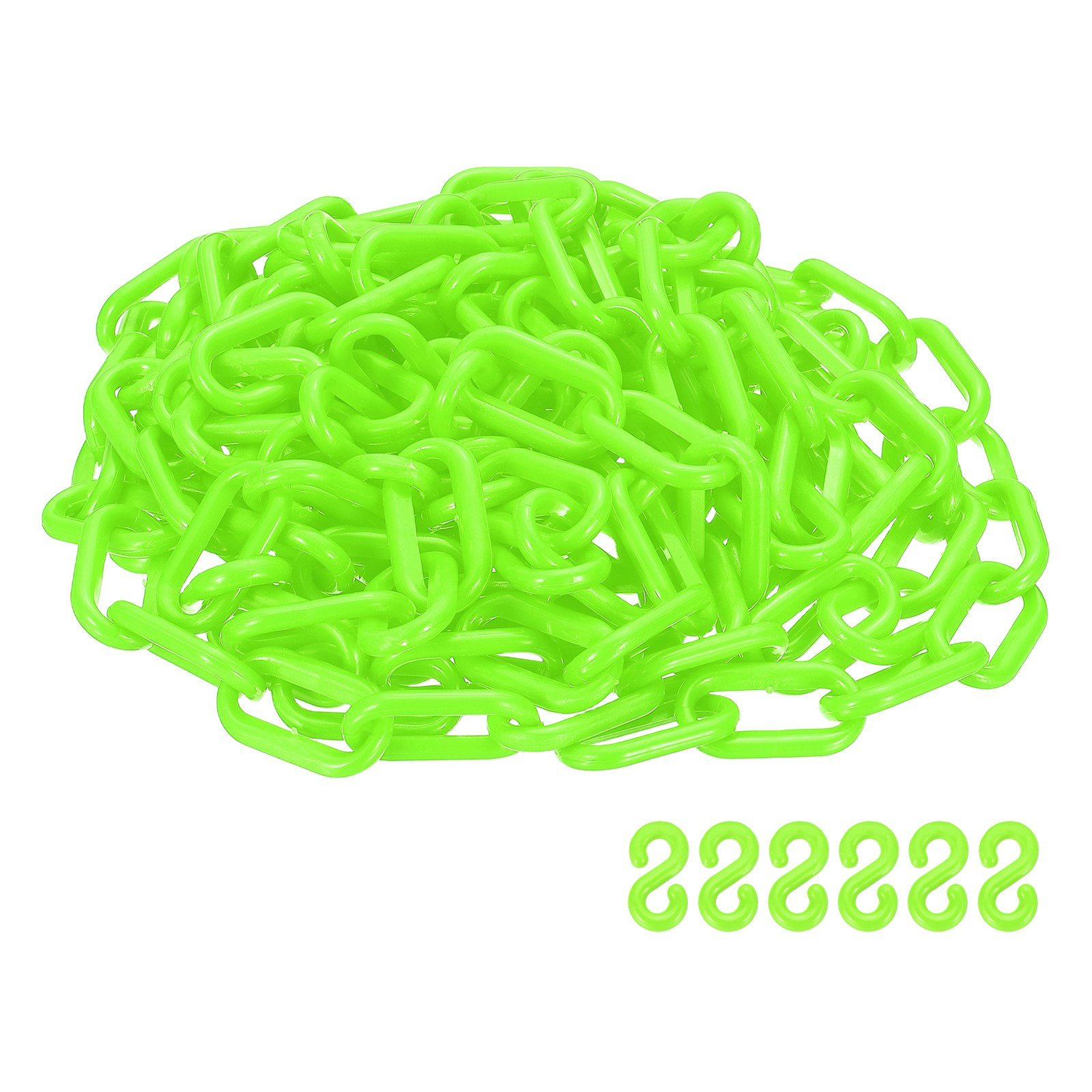 Barrier Chain, (16.4ft 0.7″ Dia., Green), Plastic Safety Chain Links W S Hooks