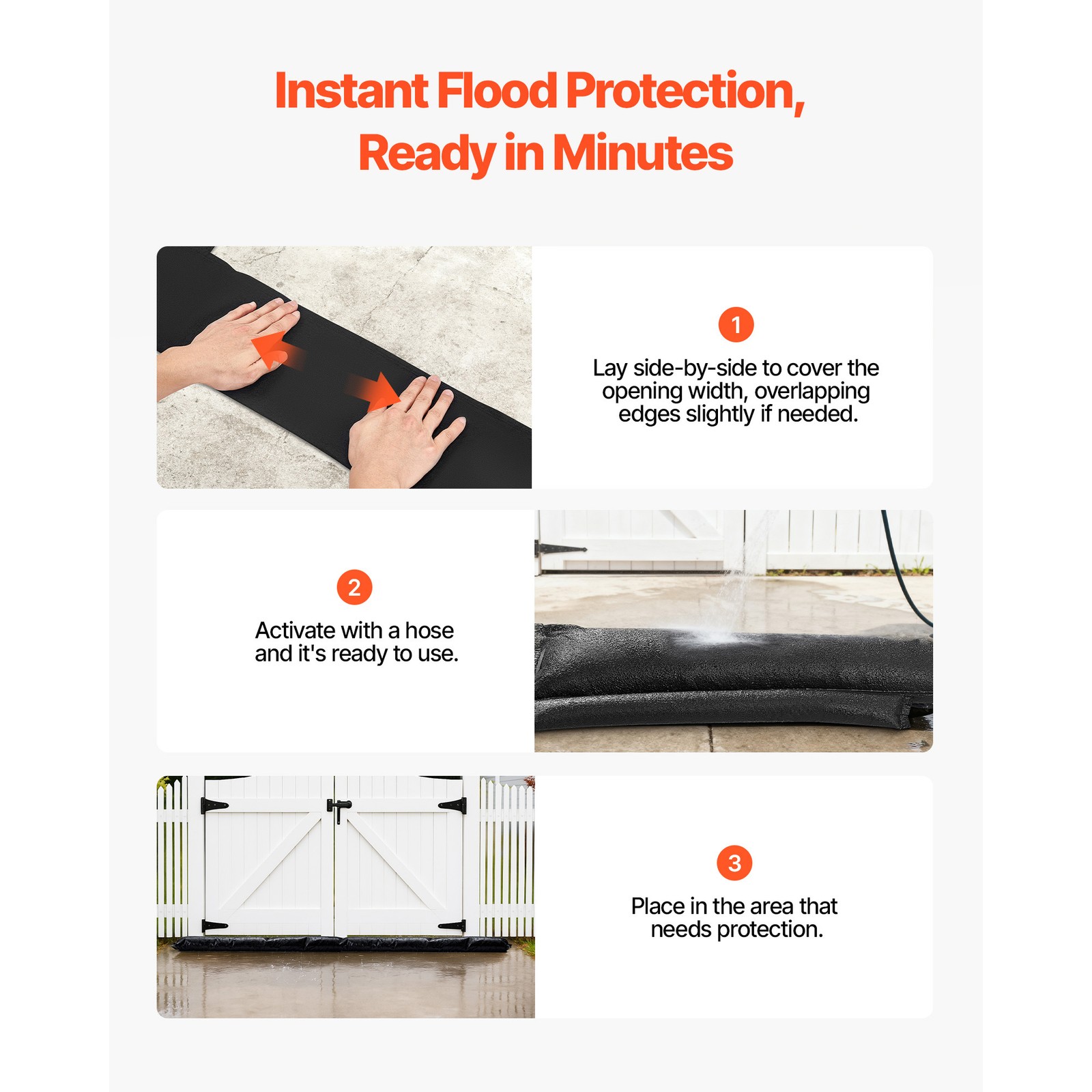Uimoso Flood Barrier 5 x 0.7 ft Reusable Flood Bags Activated by Water 10 Pack
