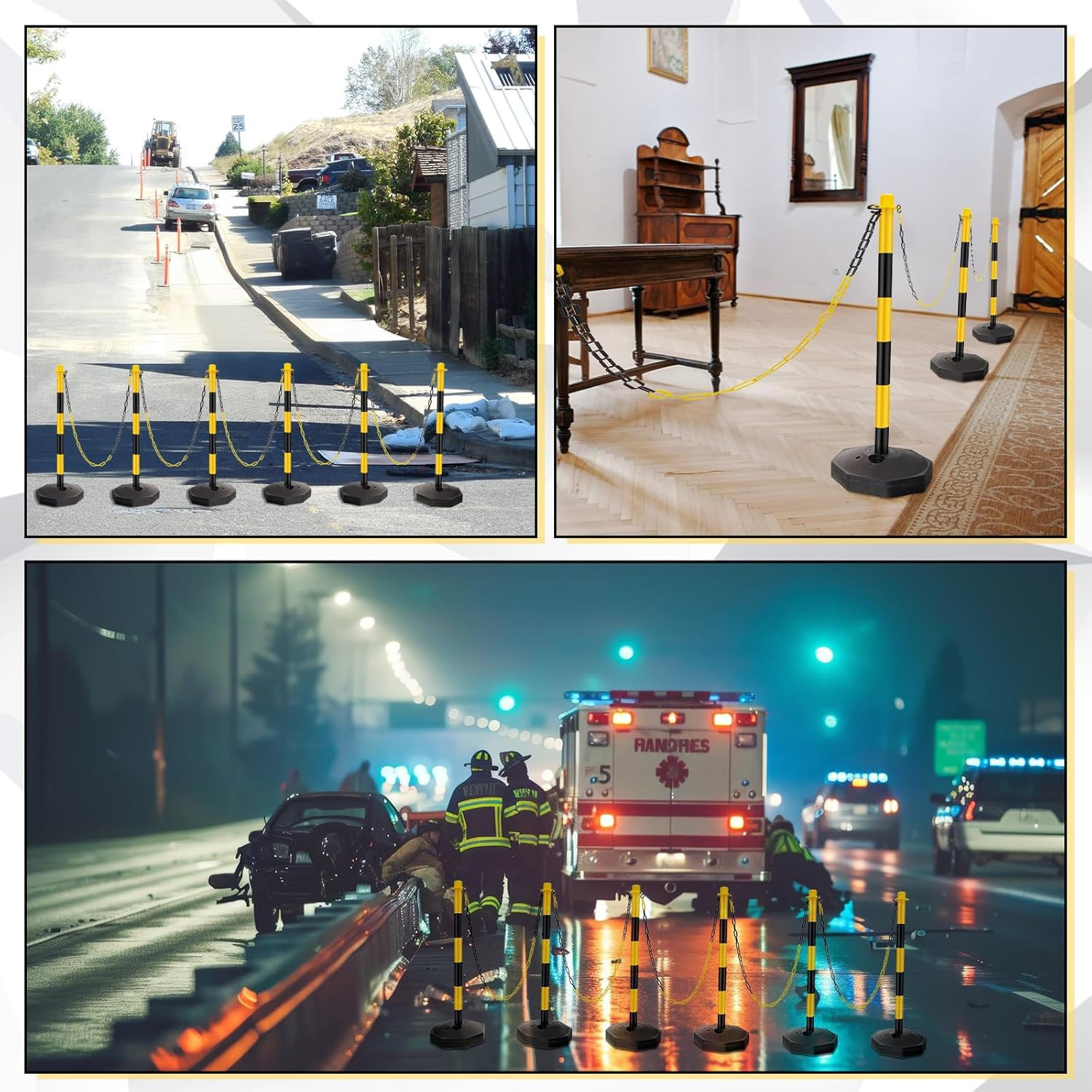 18 Sets 34 Inch Parking Cone Delineators Post Traffic Cone Plastic Stanchion Set