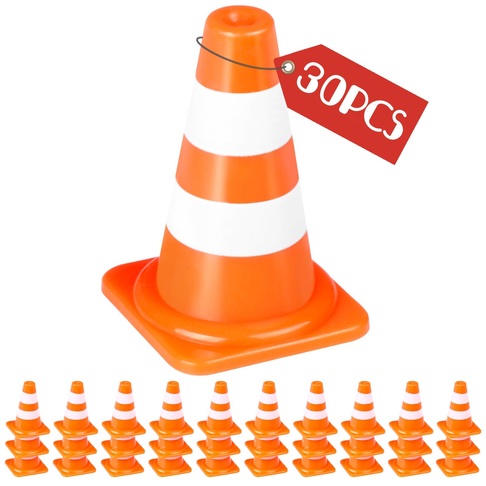 Mini Traffic Cones 30 Pcs 1 Inch Small Orange Toy Building Blocks Pretend Play