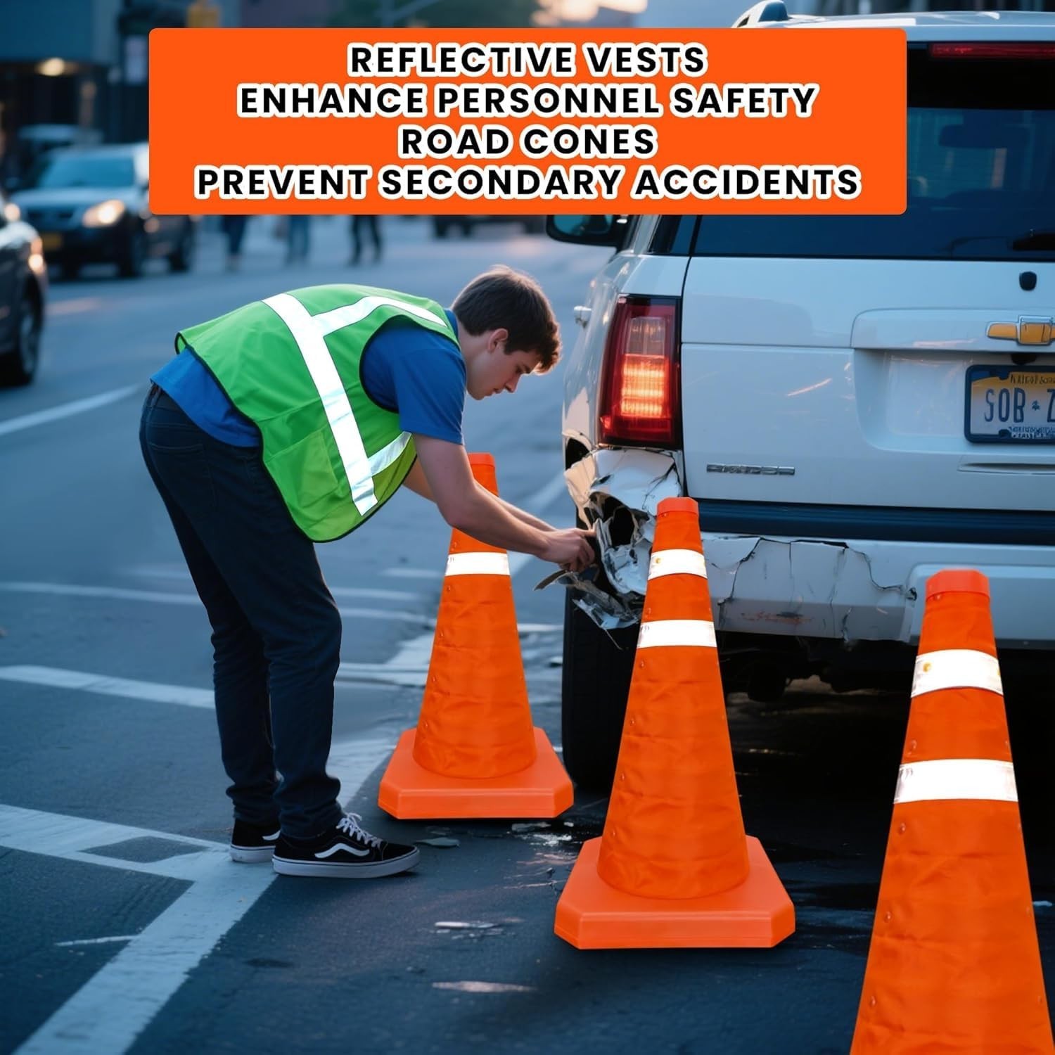 28 Inch 8 Pack Collapsible Traffic Safety Cones,with High-Visibility Reflective