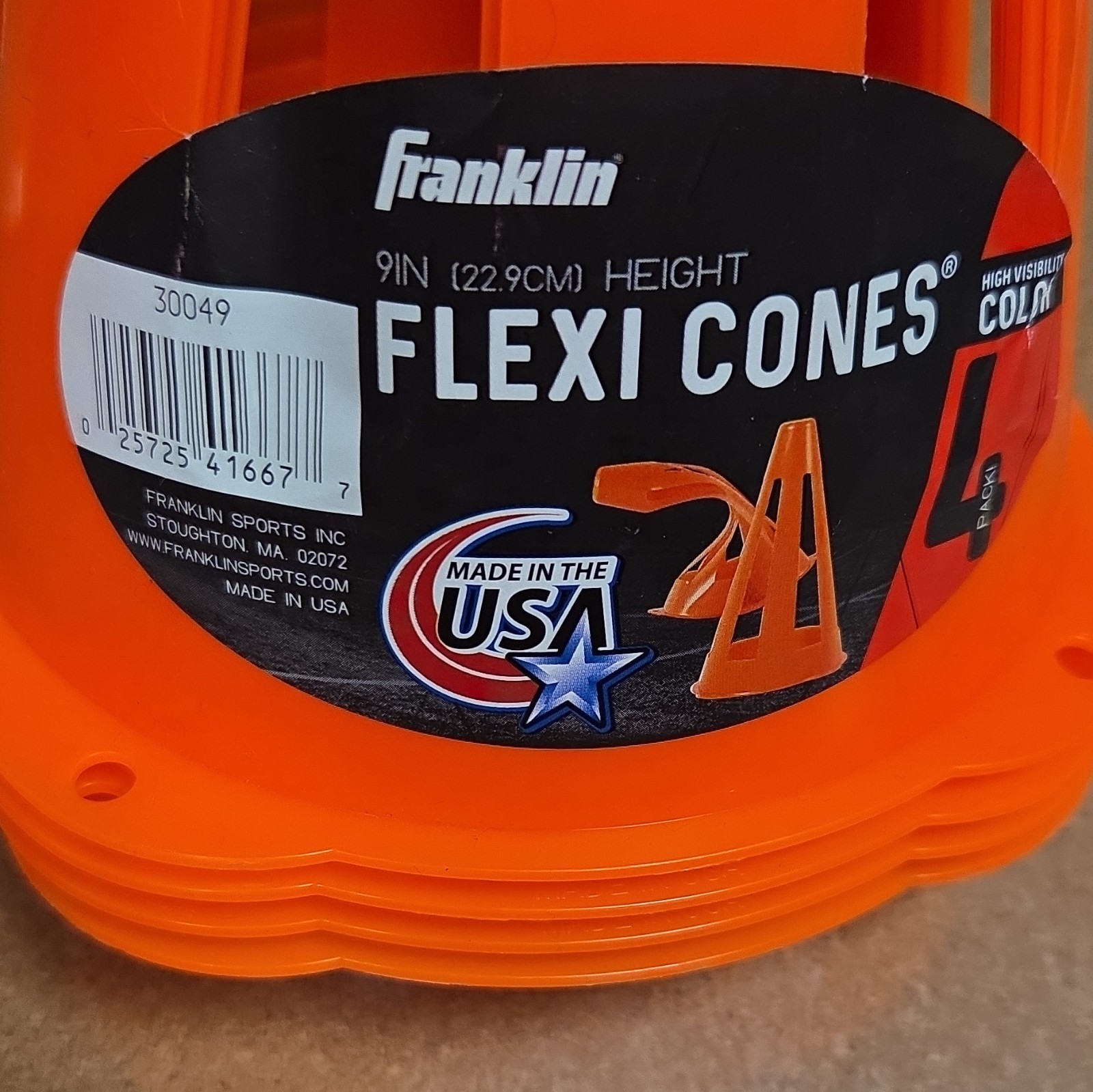 Franklin Flexi Cones Training Cone 9 in Orange High Visibility MPN 30049