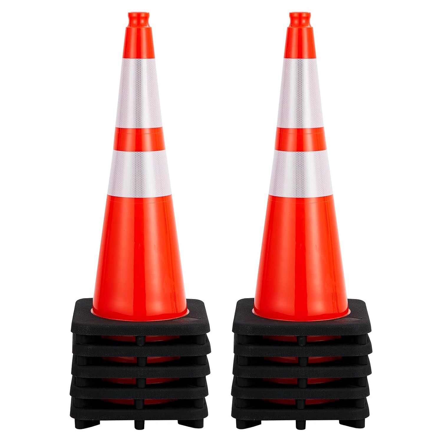 8/10 PACK 28’inch Heavy Duty Traffic Safety Cones with 2 Reflective Collar Cones