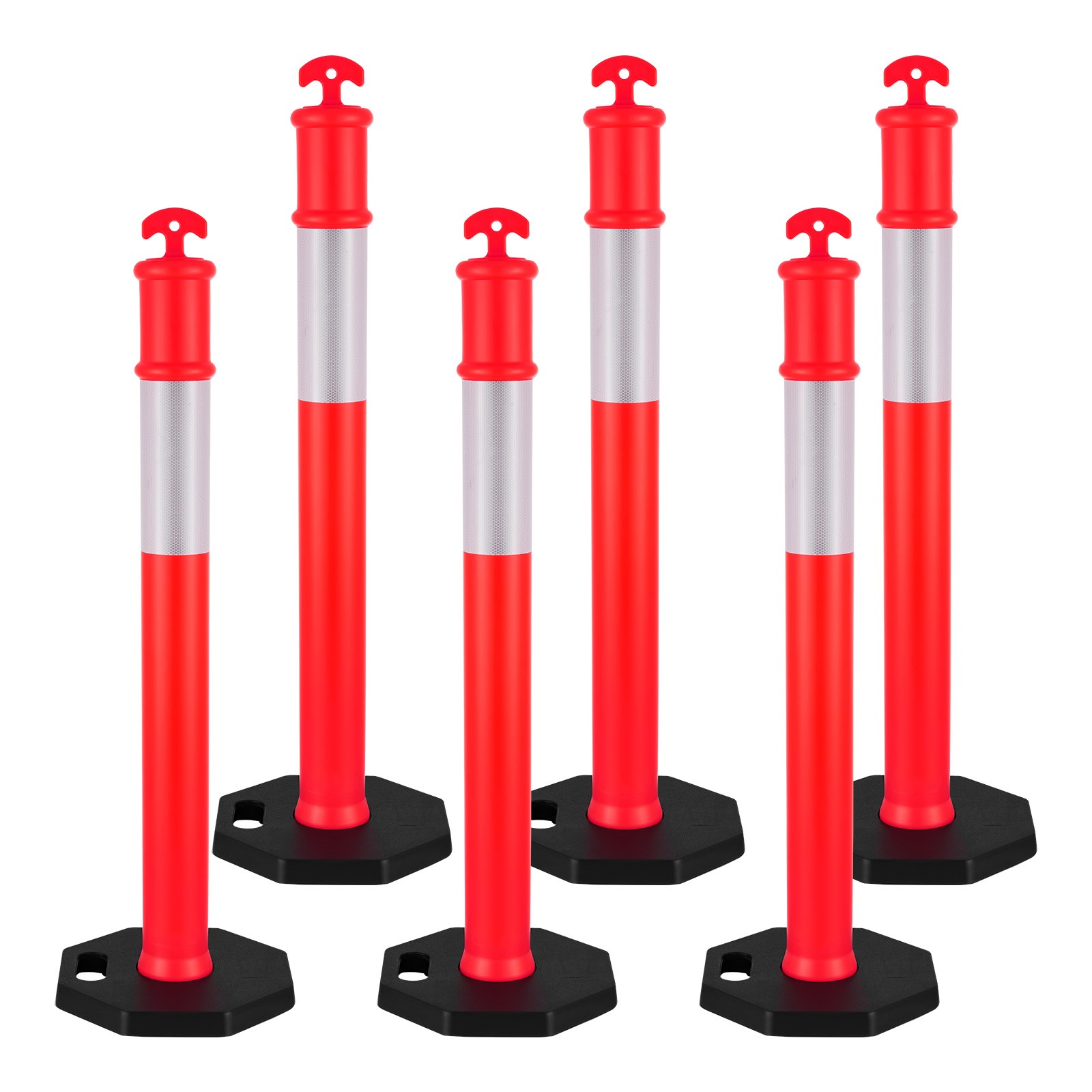 Uimoso Set of 6 Traffic Delineator Posts 48-inch Safety Cones with Weighted Base