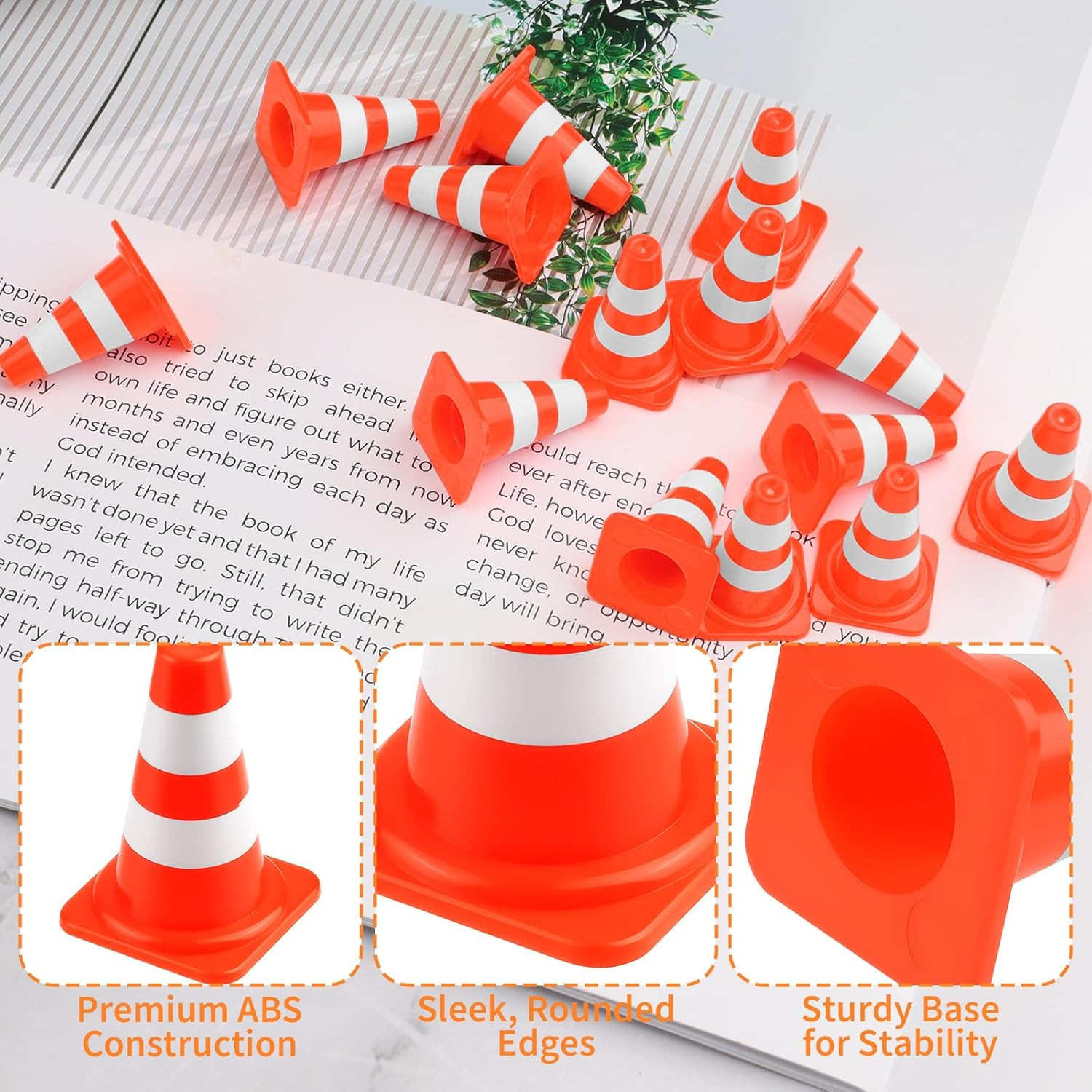 30pcs Mini Traffic Cones Orange Plastic Road Safety Cones for Training & Toys