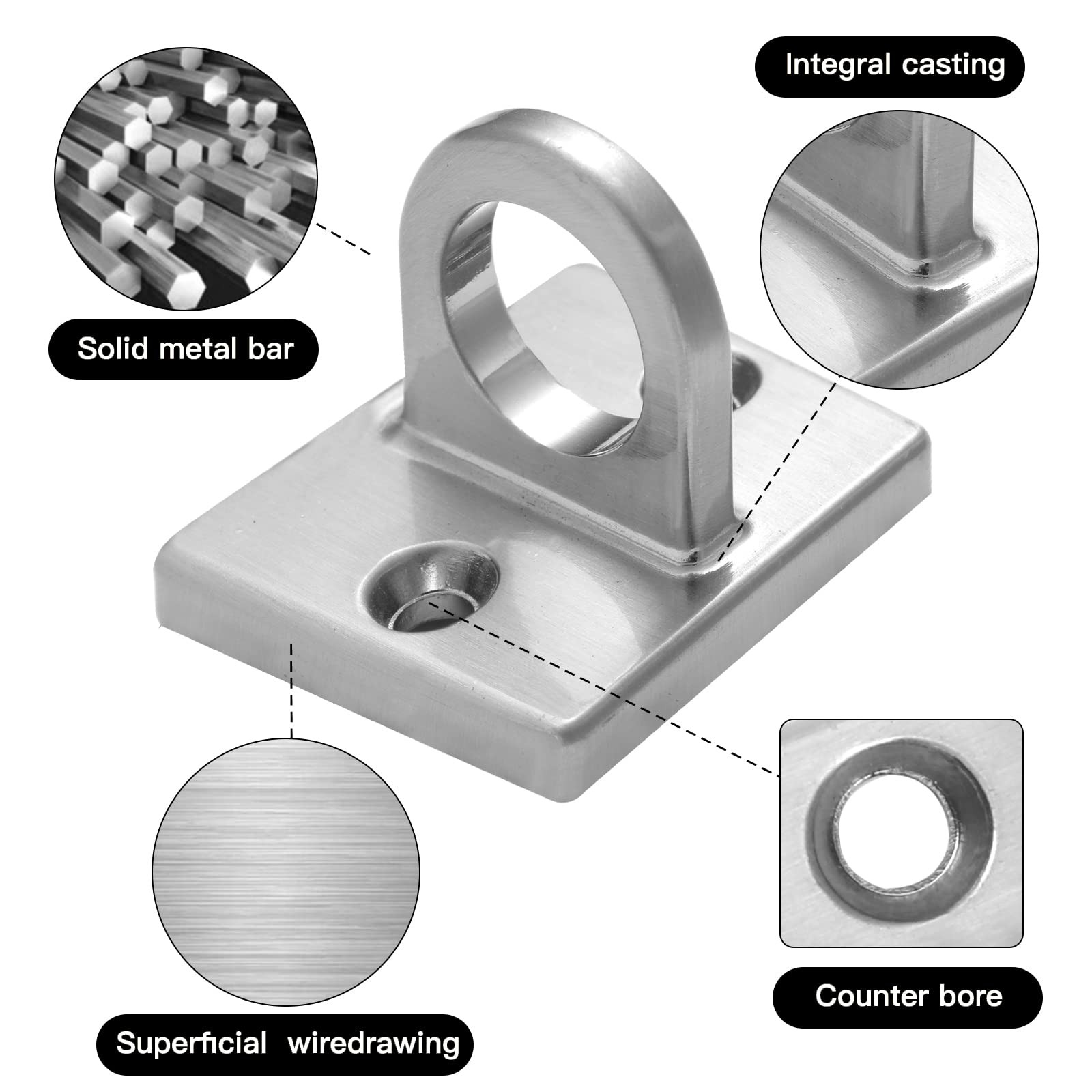 4 Pcs Wall Screw Mount Crowd Control stanchions Safety barriers Silver Hanging C
