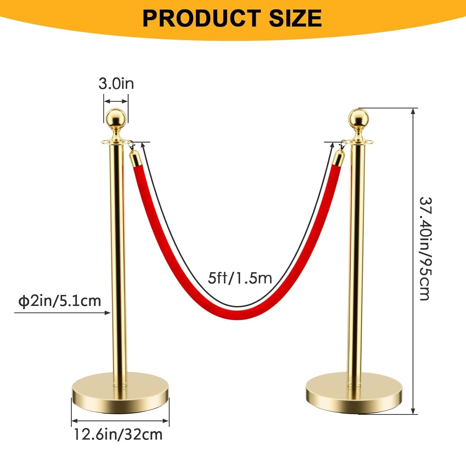 6Pk Stanchion Post Queue Barrier 4Pk Velvet Rope Red Carpet Event Crowd Control