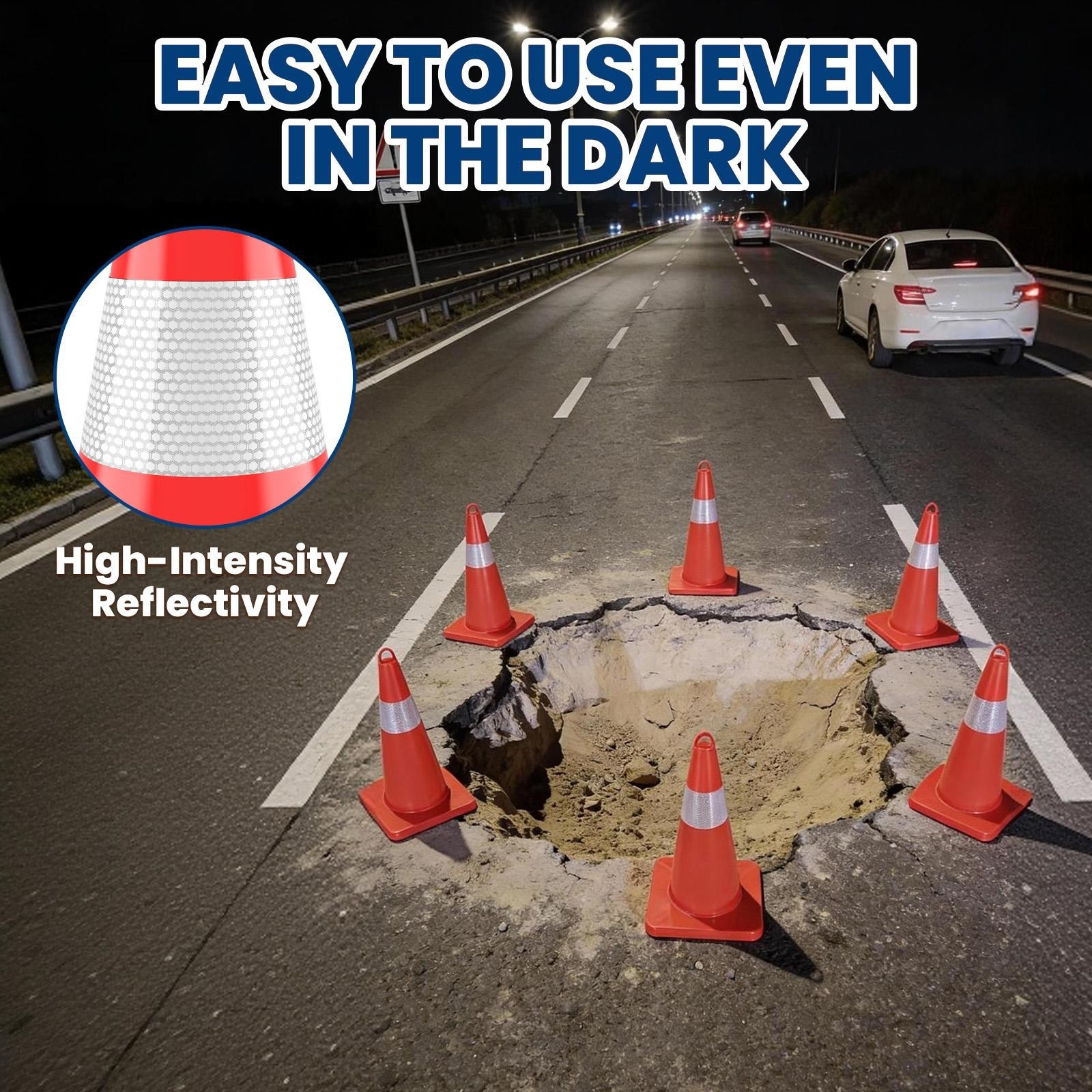 12 Pack 18″ Traffic Safety Cones Durable PVC Material Parking Cones with Reflect