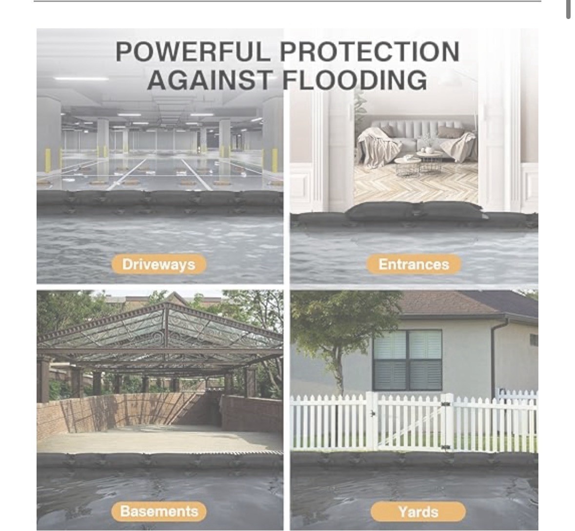 Water Activated Flood Barrier Bags 6 Pack 24x16x3.5 Emergency Sandless Bags