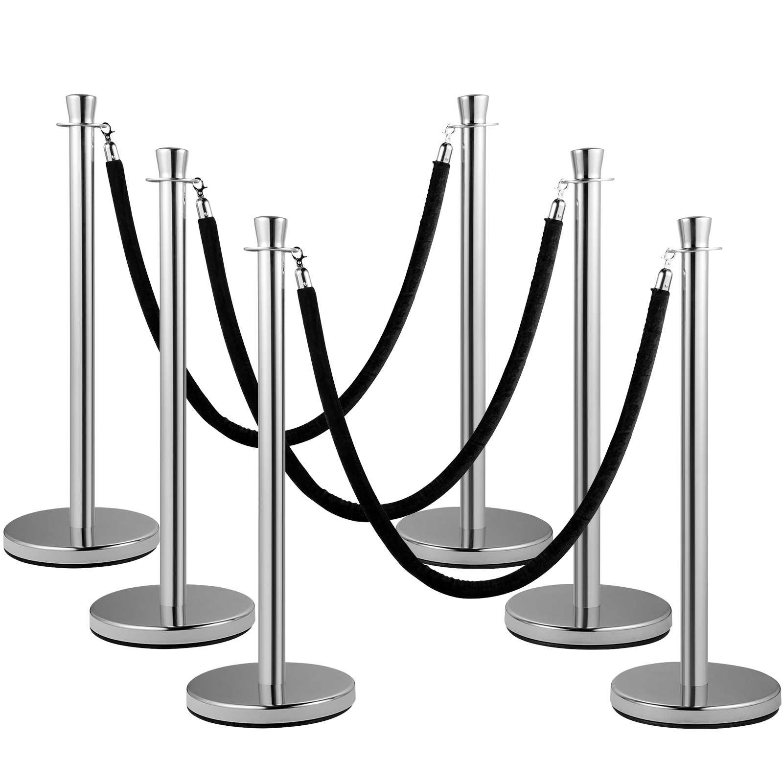 Crowd Control Stanchion Stanchion Set 2 Pieces Set with Black Velvet Rope