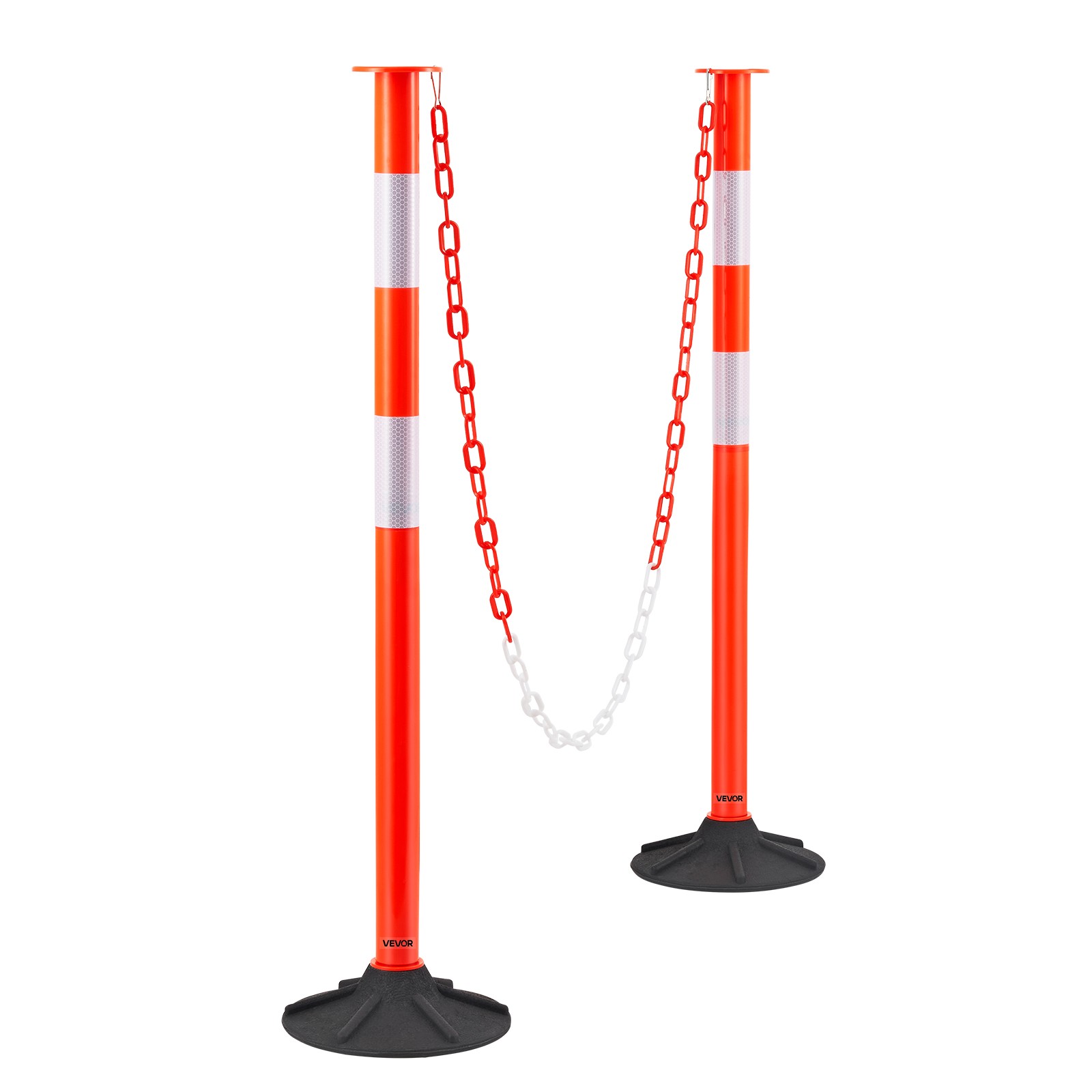 VEVOR 2 Packs Traffic Delineator Posts 34 in Safety Cones Weighted Base & Chains