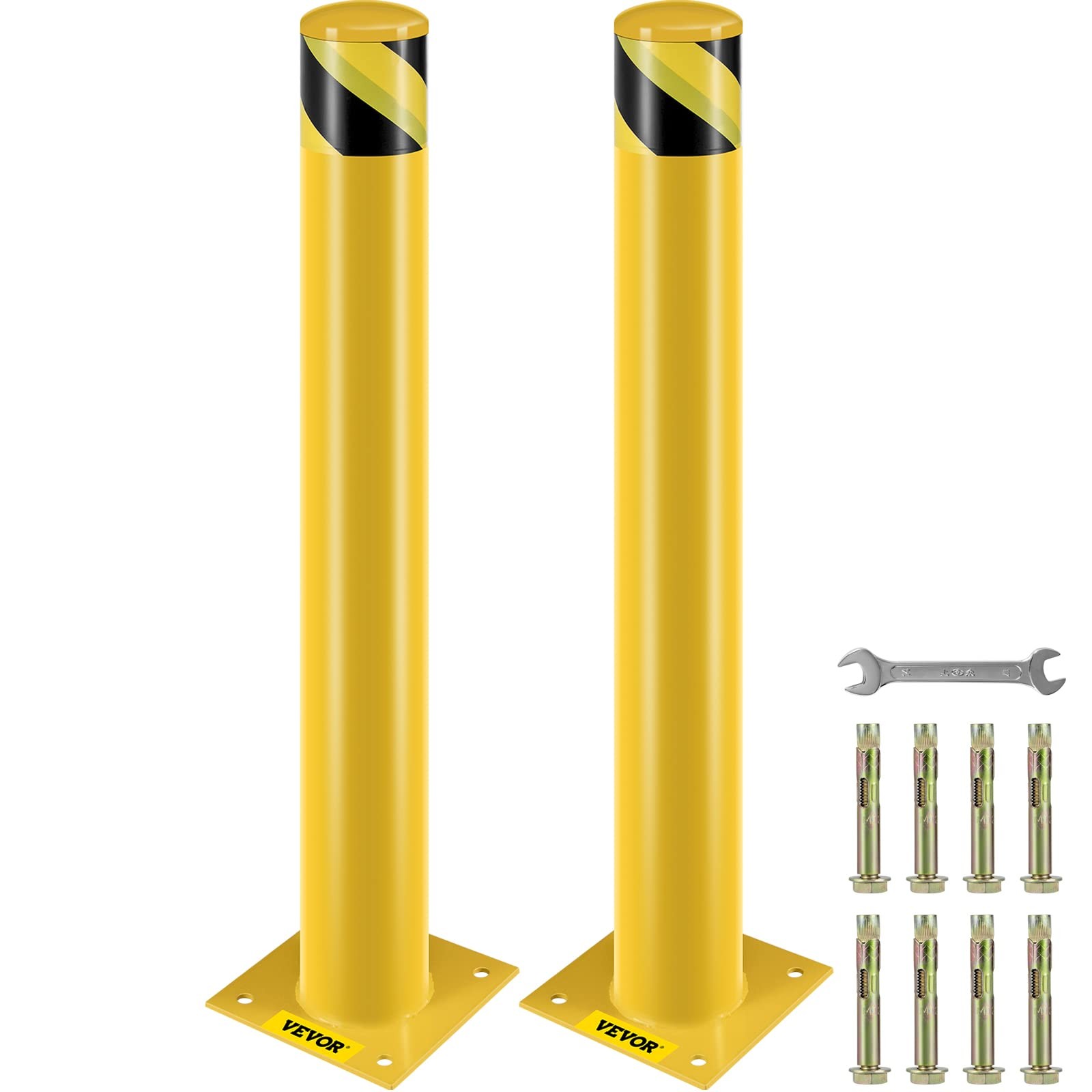 36 Inch Yellow Safety Bollard Durable Q235 Steel For Traffic Protection