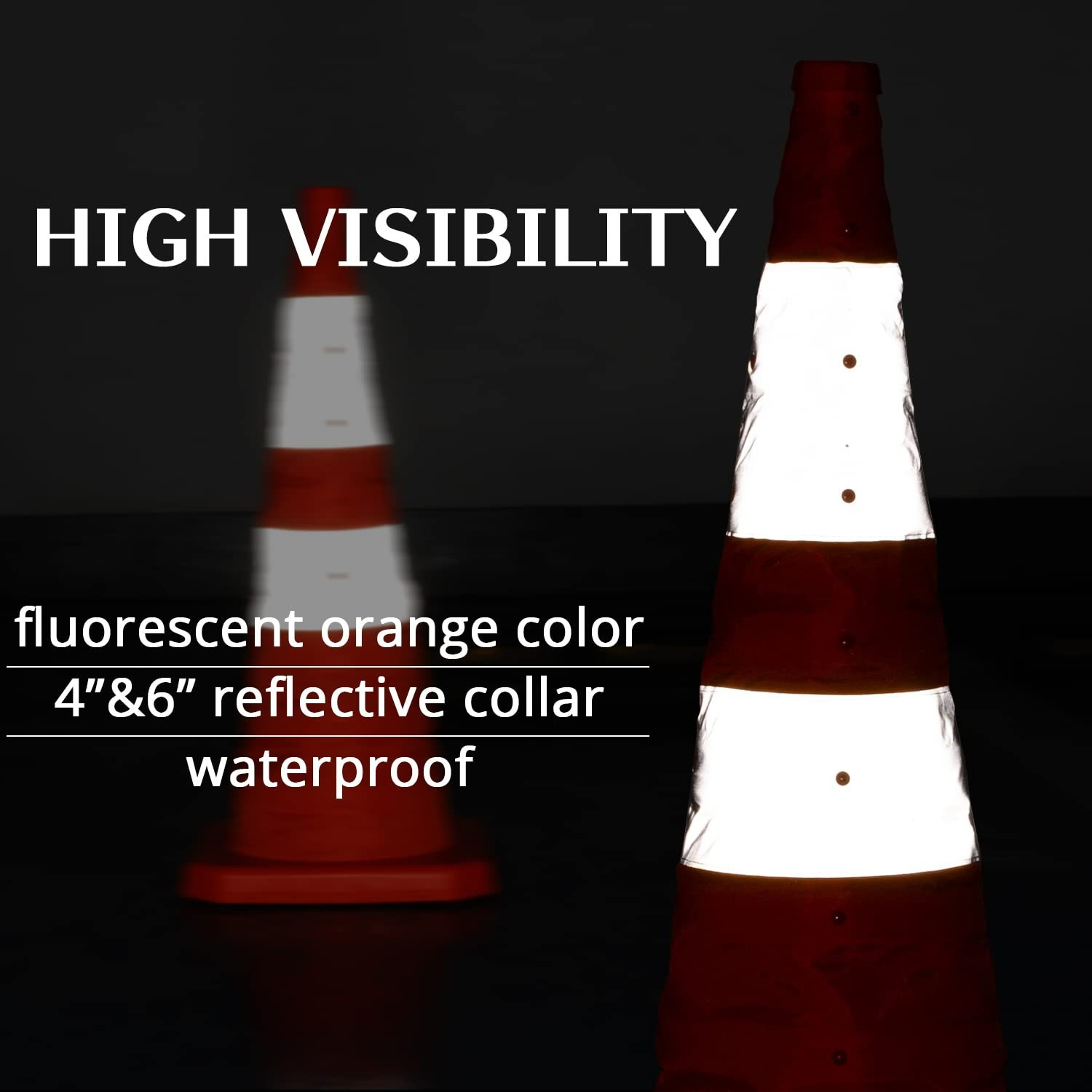 28 inch Collapsible Traffic Cone with LED Light, Safety Cones with Reflective…