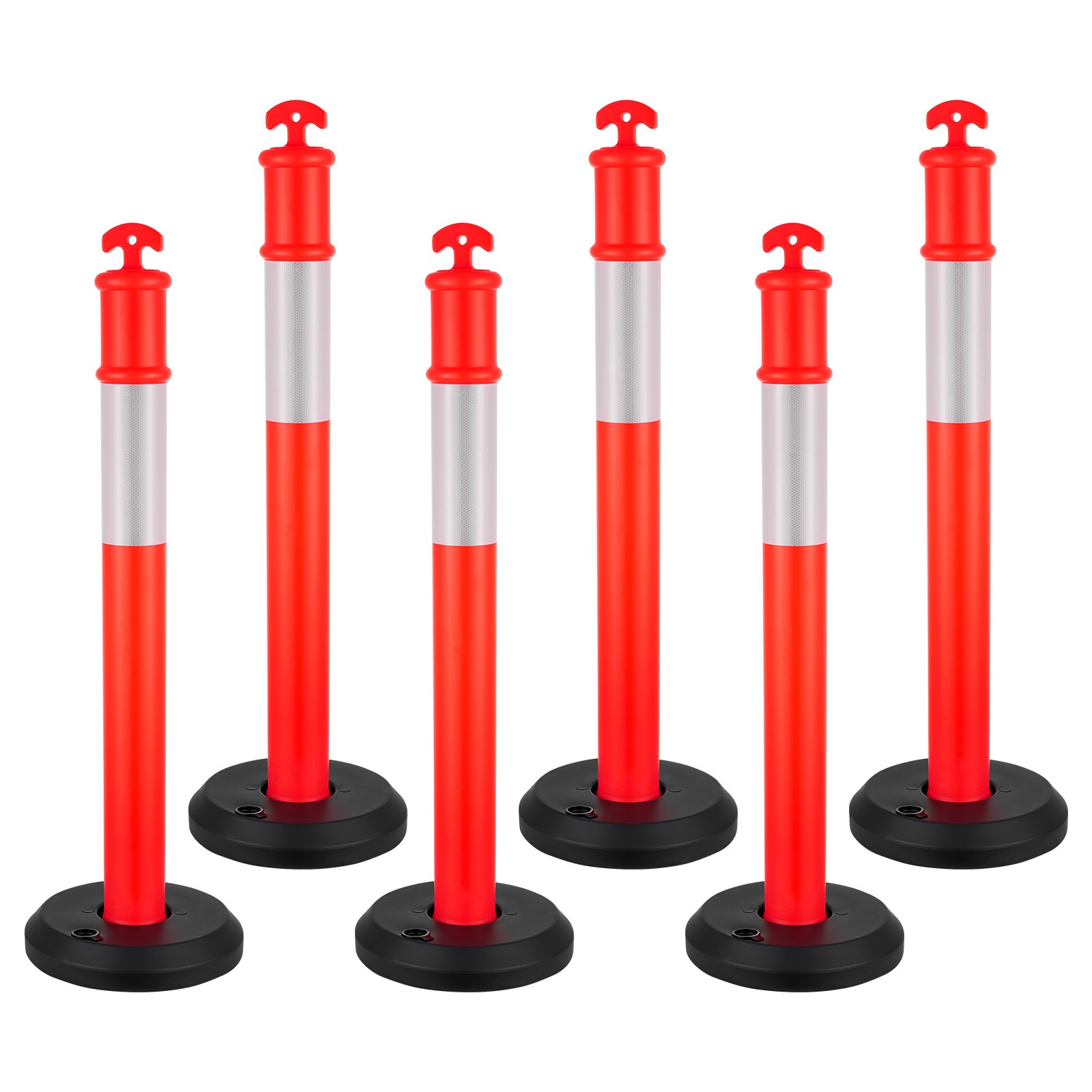 Uimoso Set of 6 Traffic Delineator Posts with Fillable Bases, 48-Inch Height