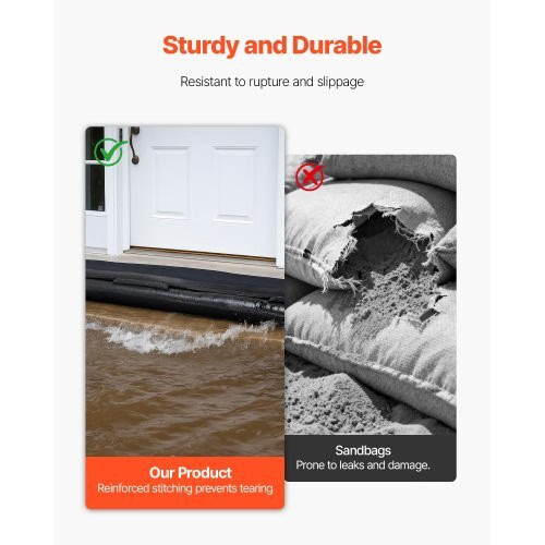 Flood Barrier, 8 Pack, 10 x 0.7 ft Flood Bags Activated by Water, Reusable Wate