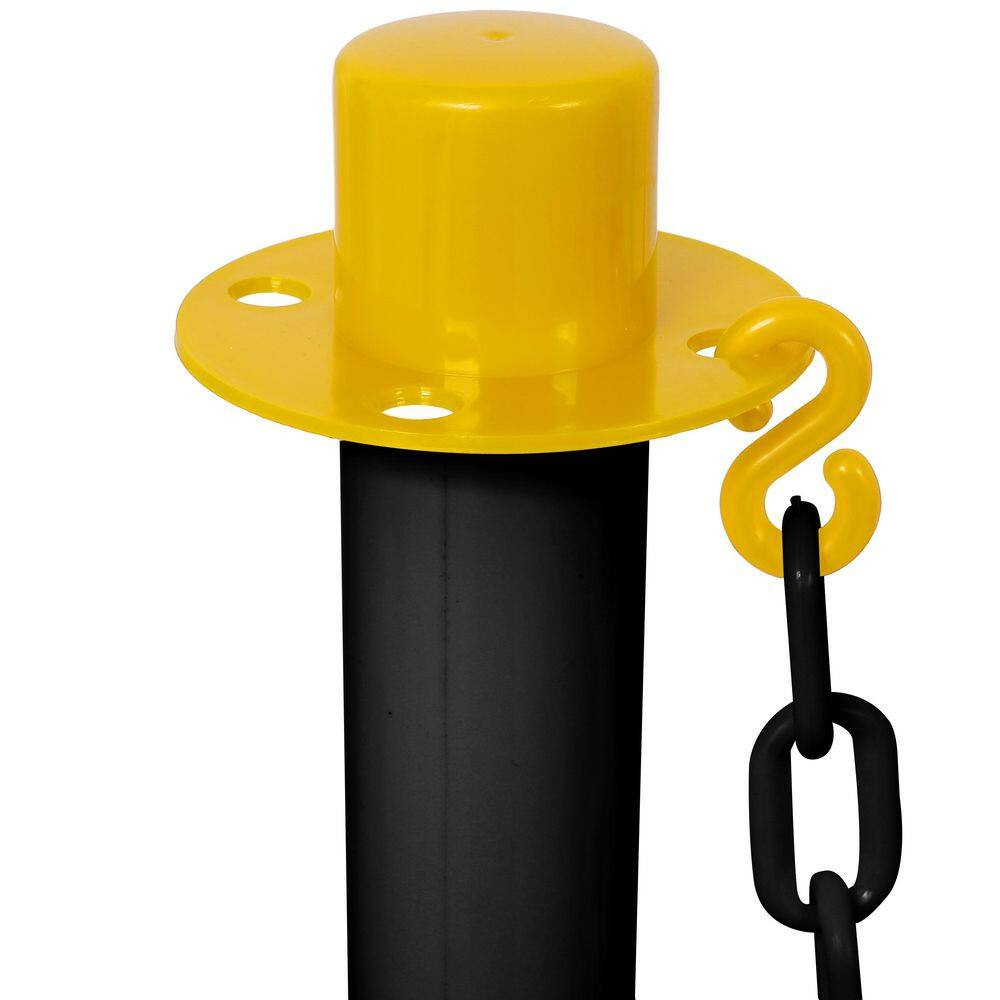 12-Pack Yellow/Black Plastic Safety Barrier Post W/Fillable Base,5Ft Plastic Cha