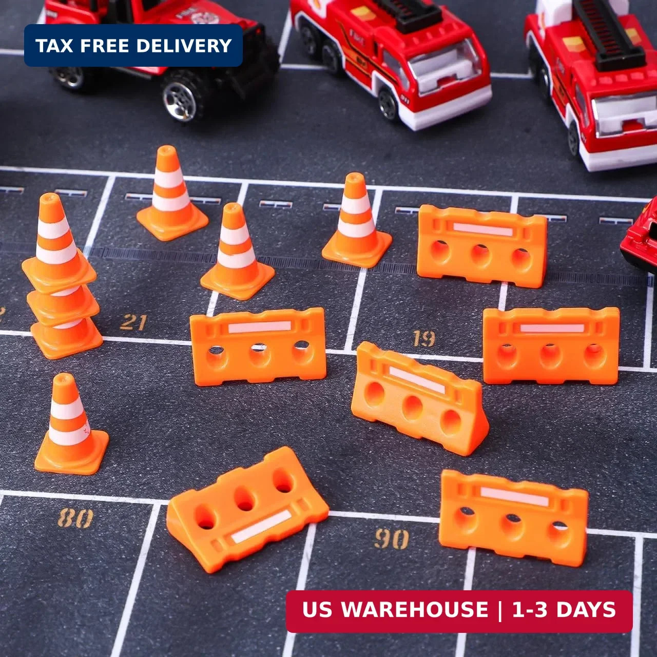 48pcs Mini Traffic Cones – Miniature Fence Barricade Signs Small Orange Construc