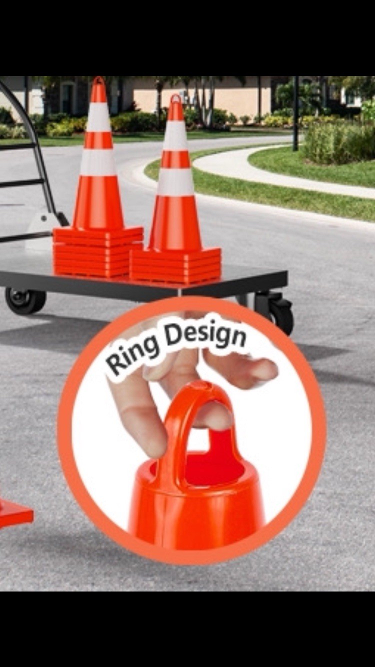 12 Pack 28 Inch Traffic Safety Cones with Reflective Collars, Heavy Duty 4lbs