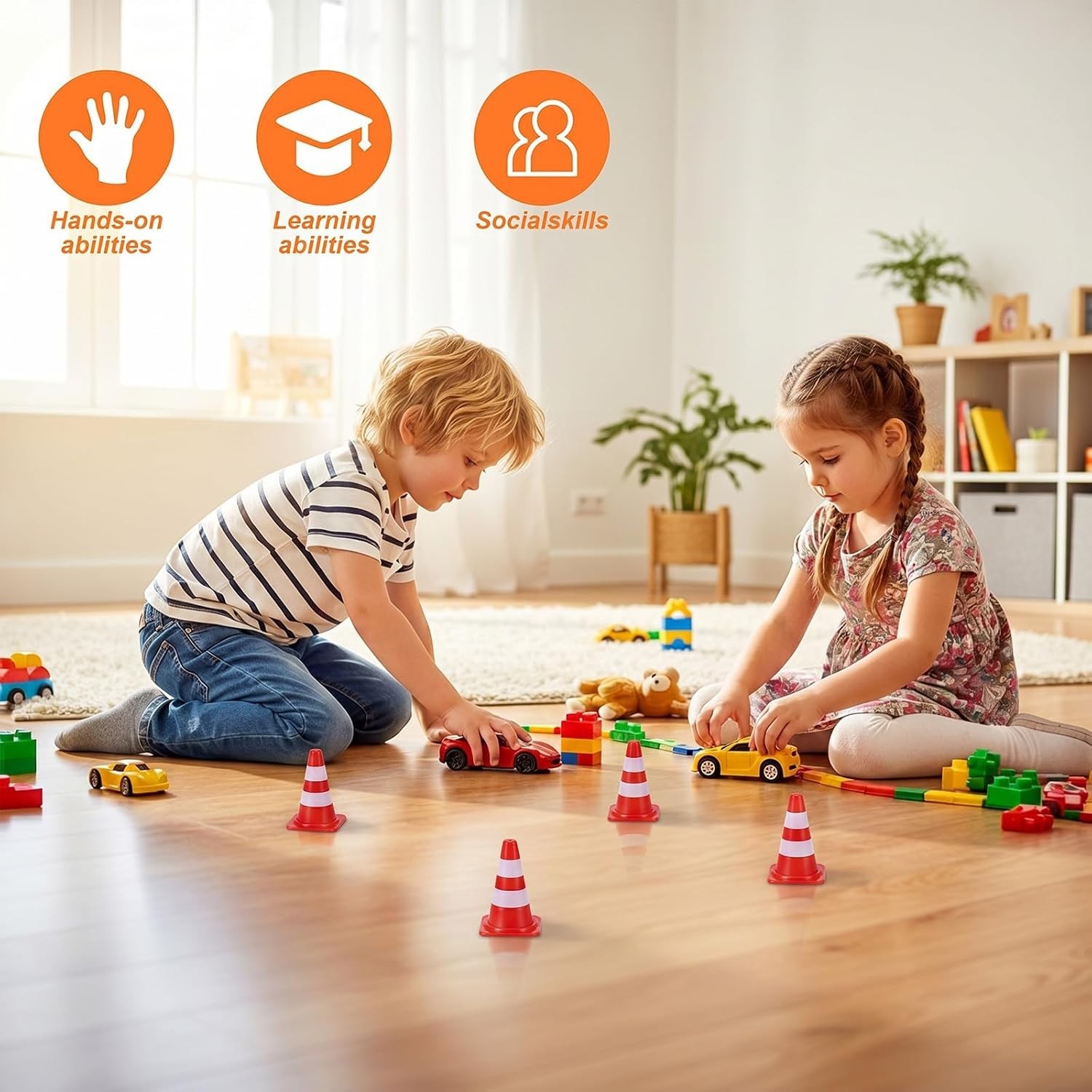 30 Pcs Mini Traffic Cones – 1 Inch Red Safety Cones for Creative Learning Games