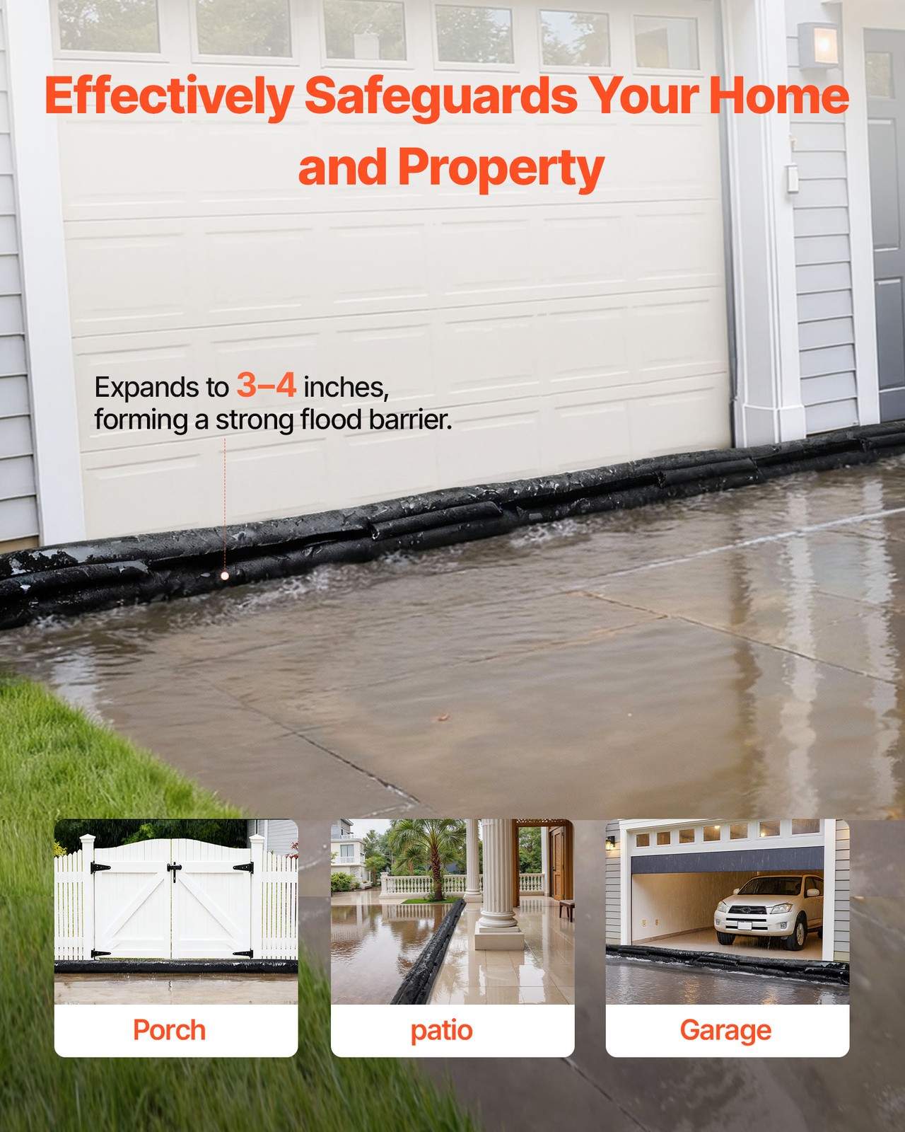 VEVOR Flood Barrier 1.6 x 1.4 ft Reusable Flood Bags Activated by Water 8 Pack