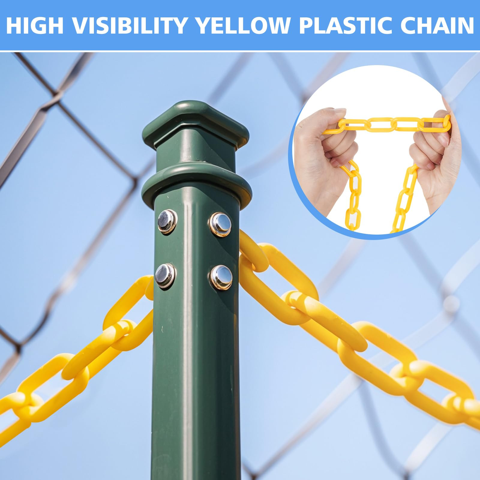 50 Feet Plastic Chain Links Plastic Barrier Chain Yellow Plastic Chains Weather