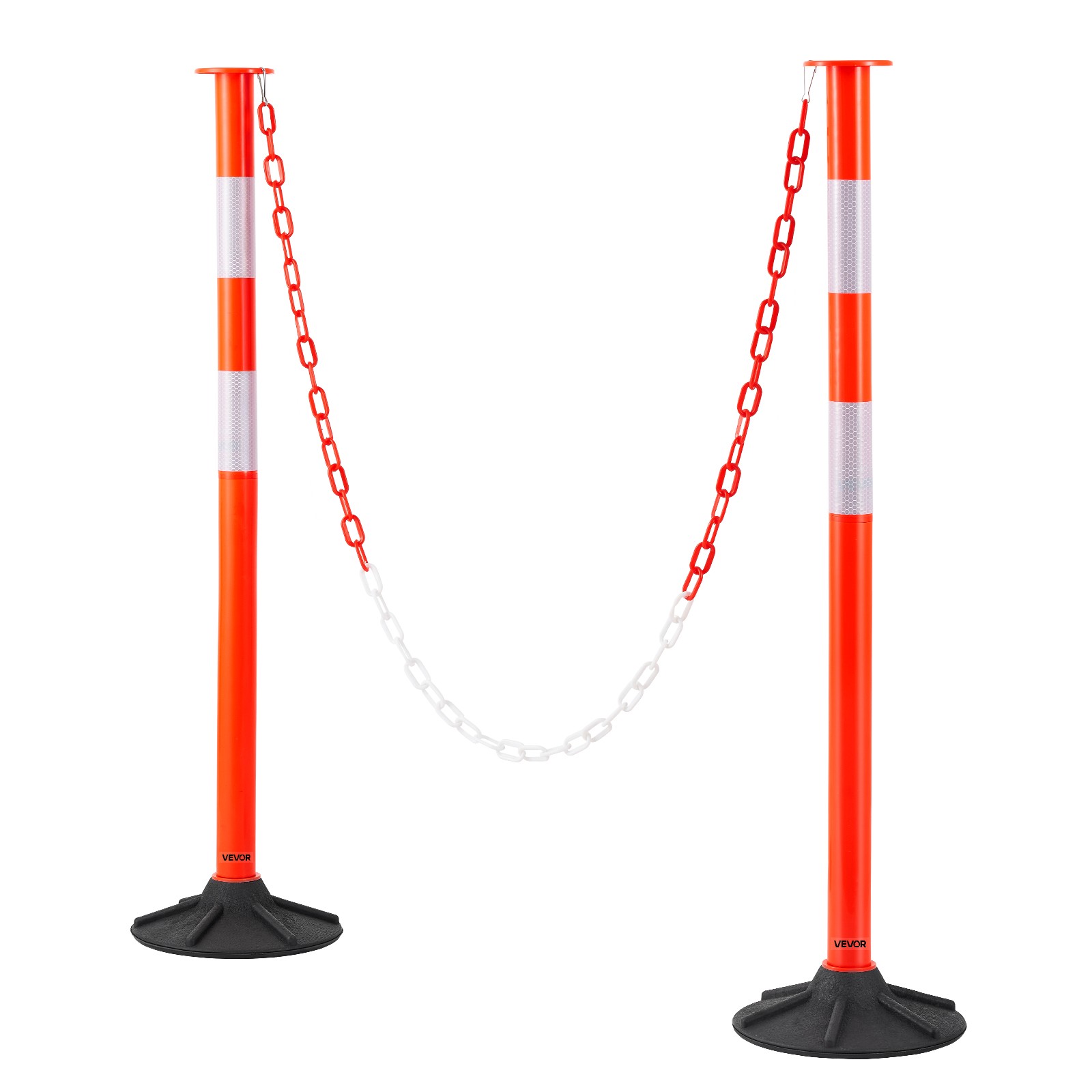 VEVOR 2 Packs Traffic Delineator Posts 34 in Safety Cones Weighted Base & Chains